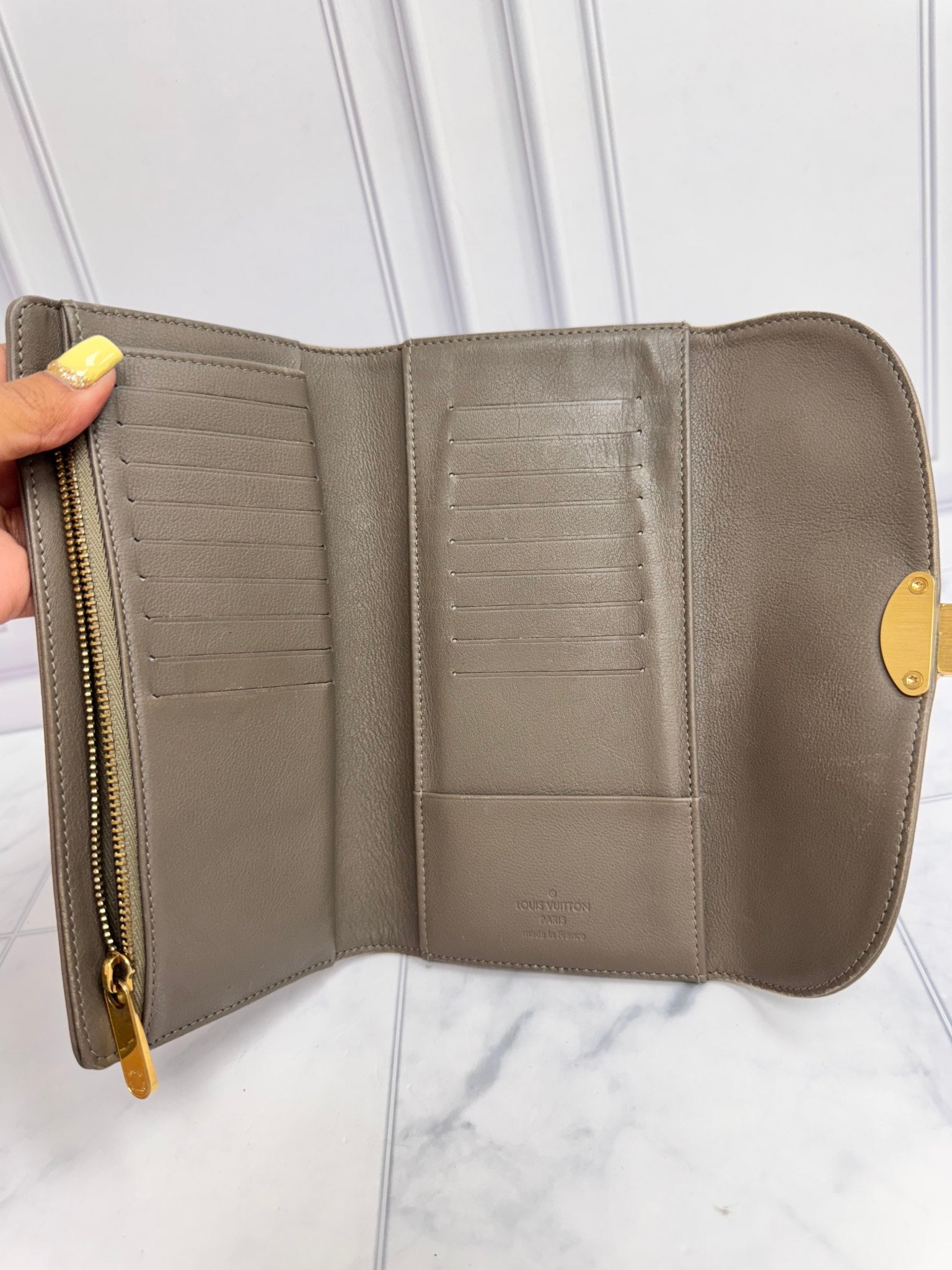 Louis Vuitton Taupe Monogram Mahina Amelia Long Wallet