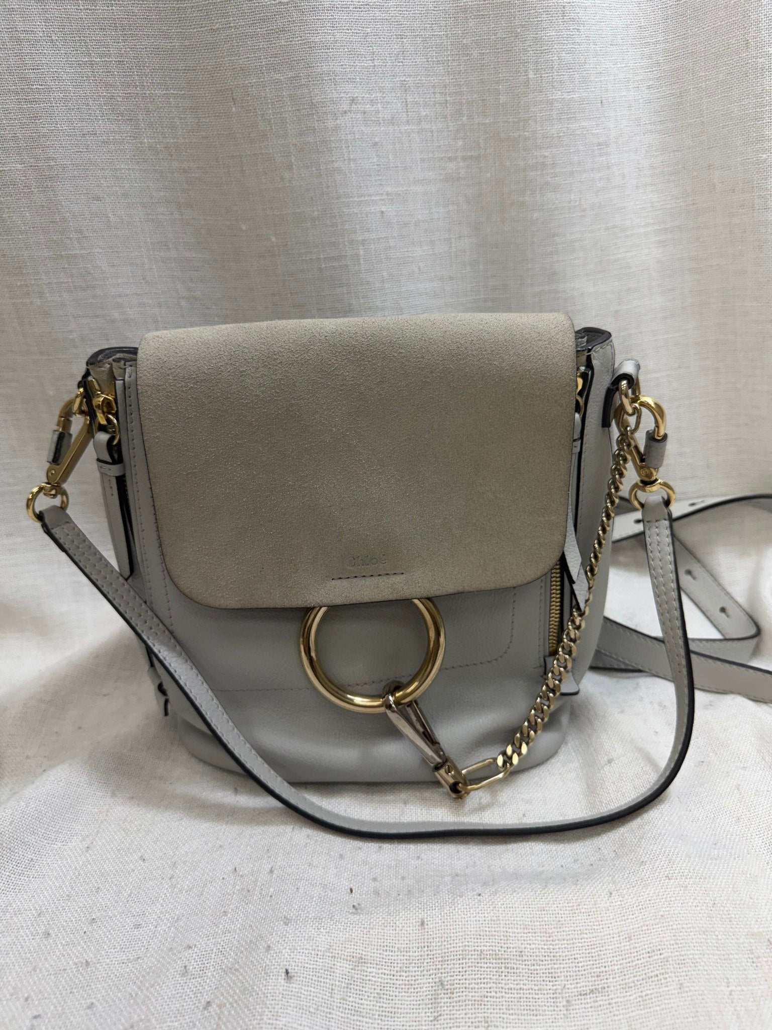 Chloe Grey Leather Faye Backpack