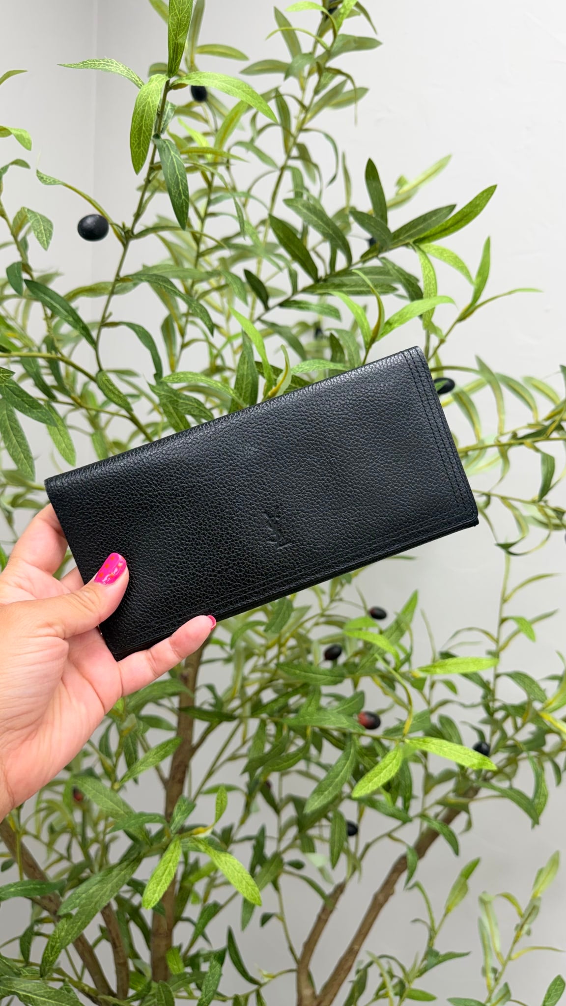 Saint Laurent YSL Black Grained Leather Wallet