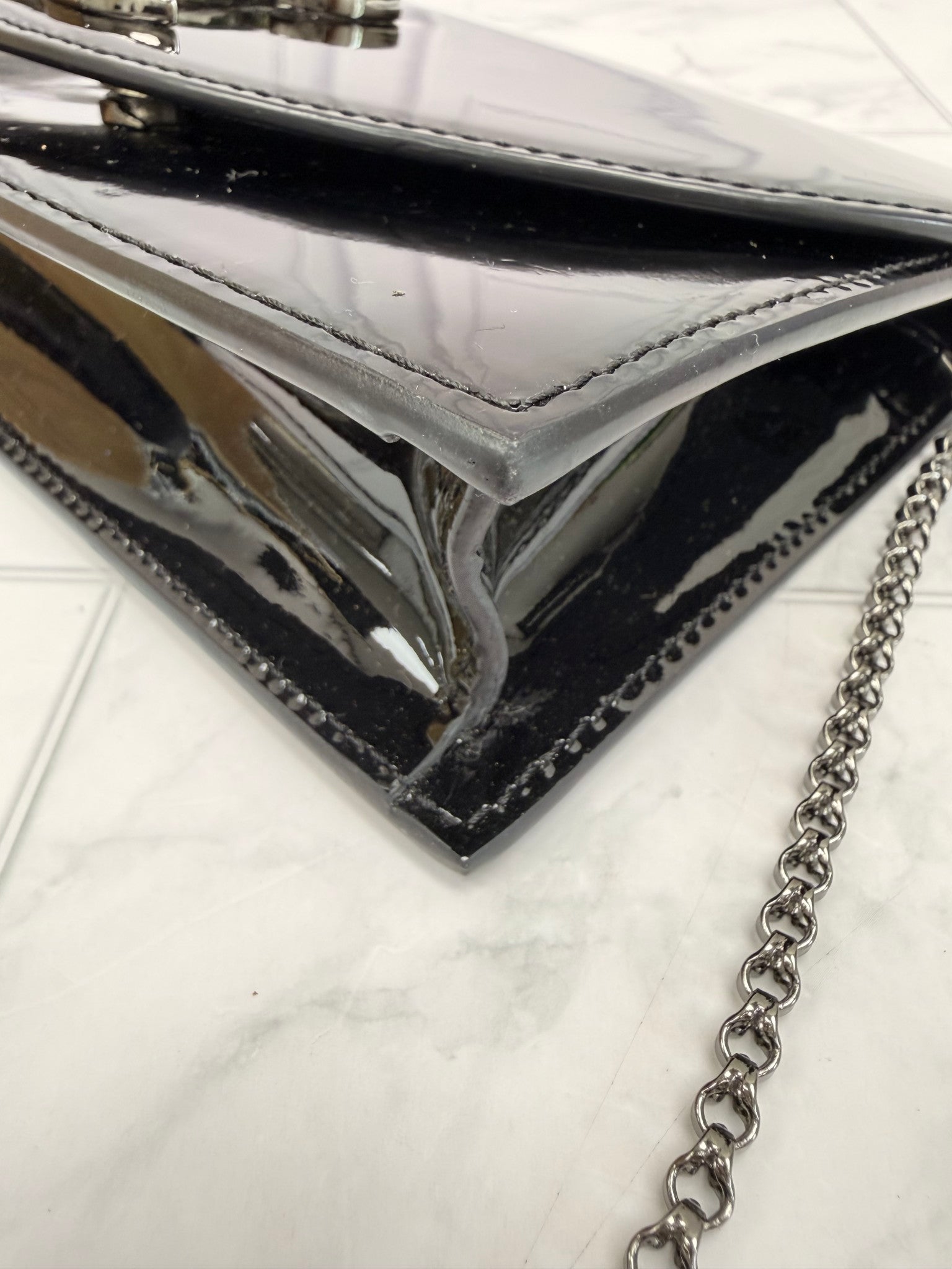 Christian Louboutin Black Patent Leather Chain Shoulder Bag