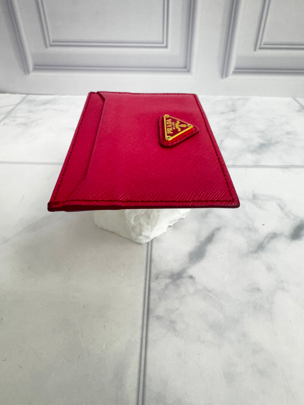 Prada Raspberry Pink Saffiano Leather Card Holder