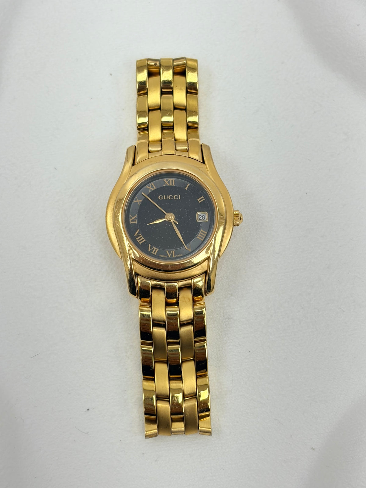 Gucci Gold Tone Stainless Stee &l Black Dial Watch