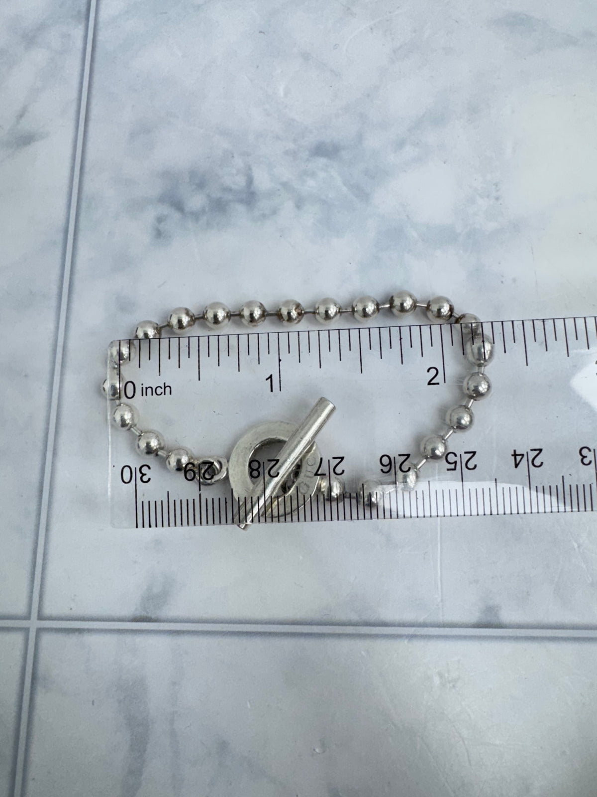 Gucci Silver Tone Boule Chain Toggle Bracelet