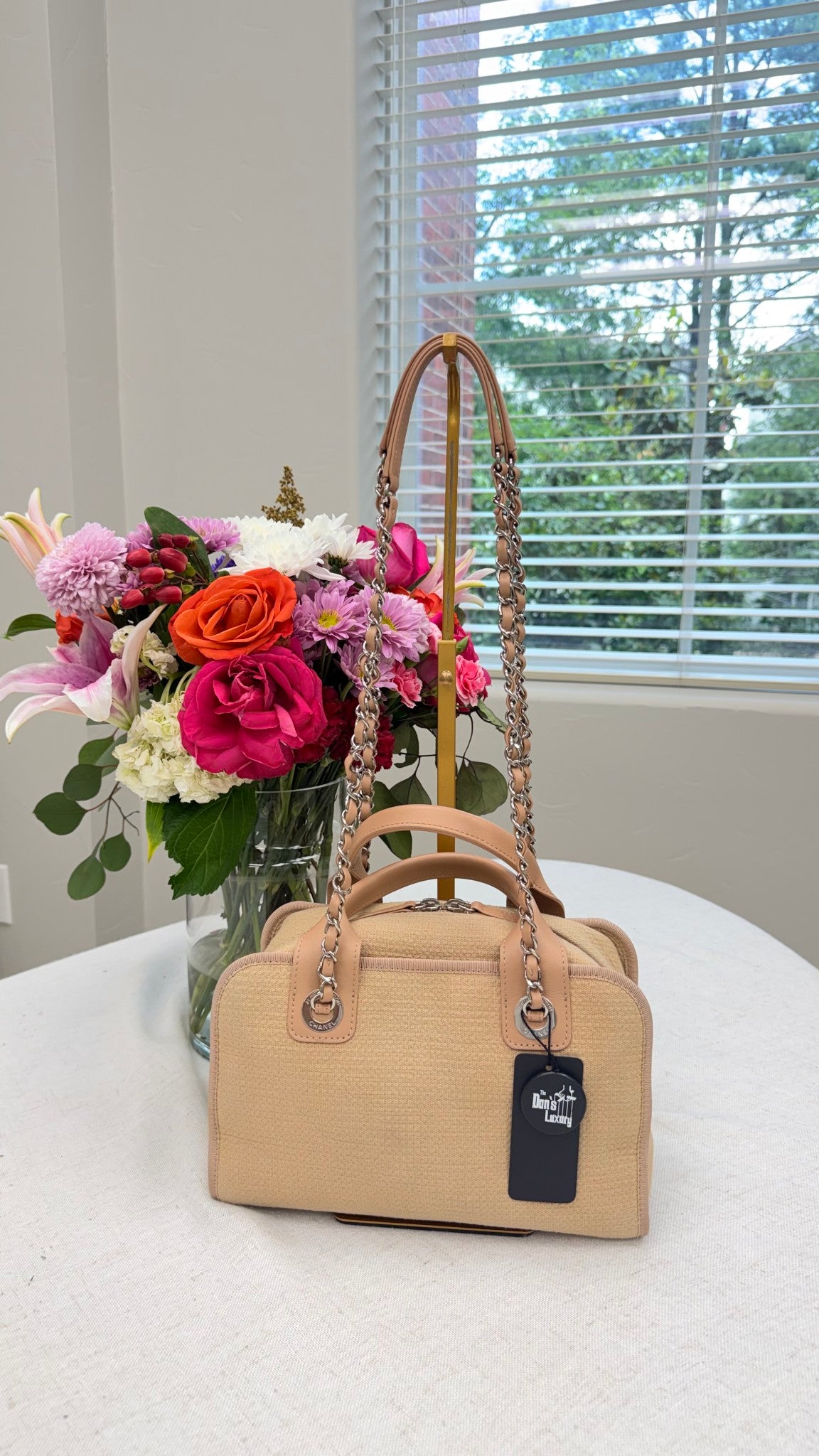 Chanel Beige Canvas Deauville Small Bowling Bag