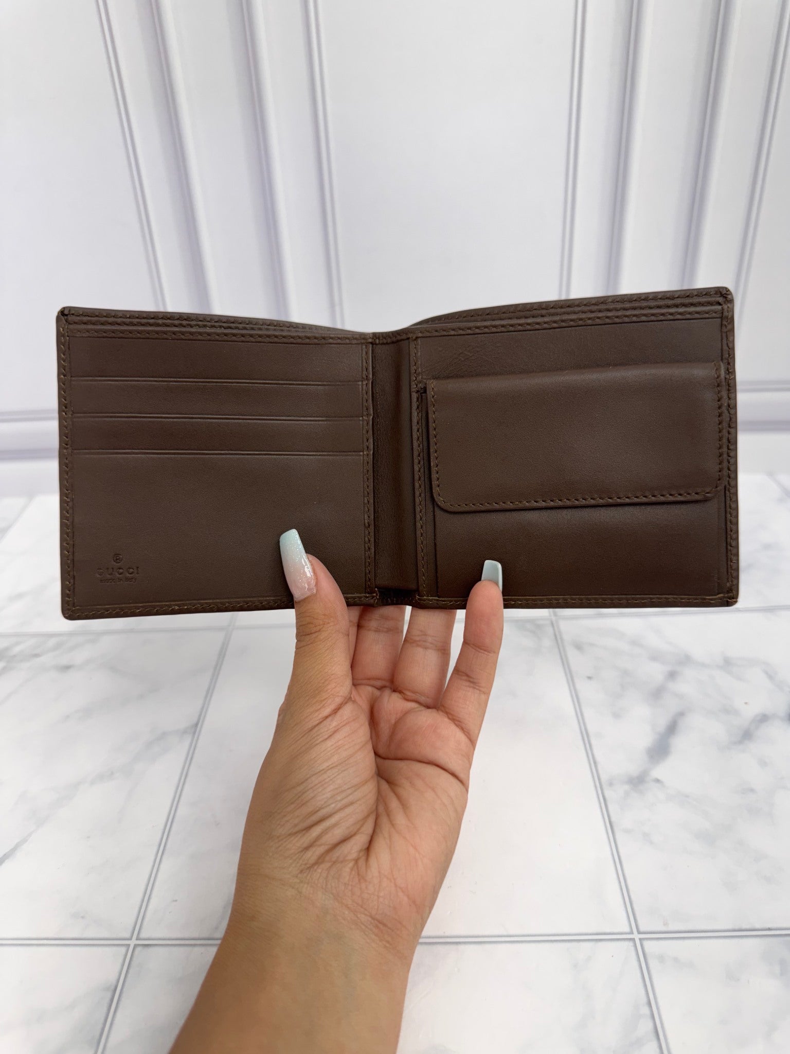 Gucci Brown GG Canvas Bifold Wallet