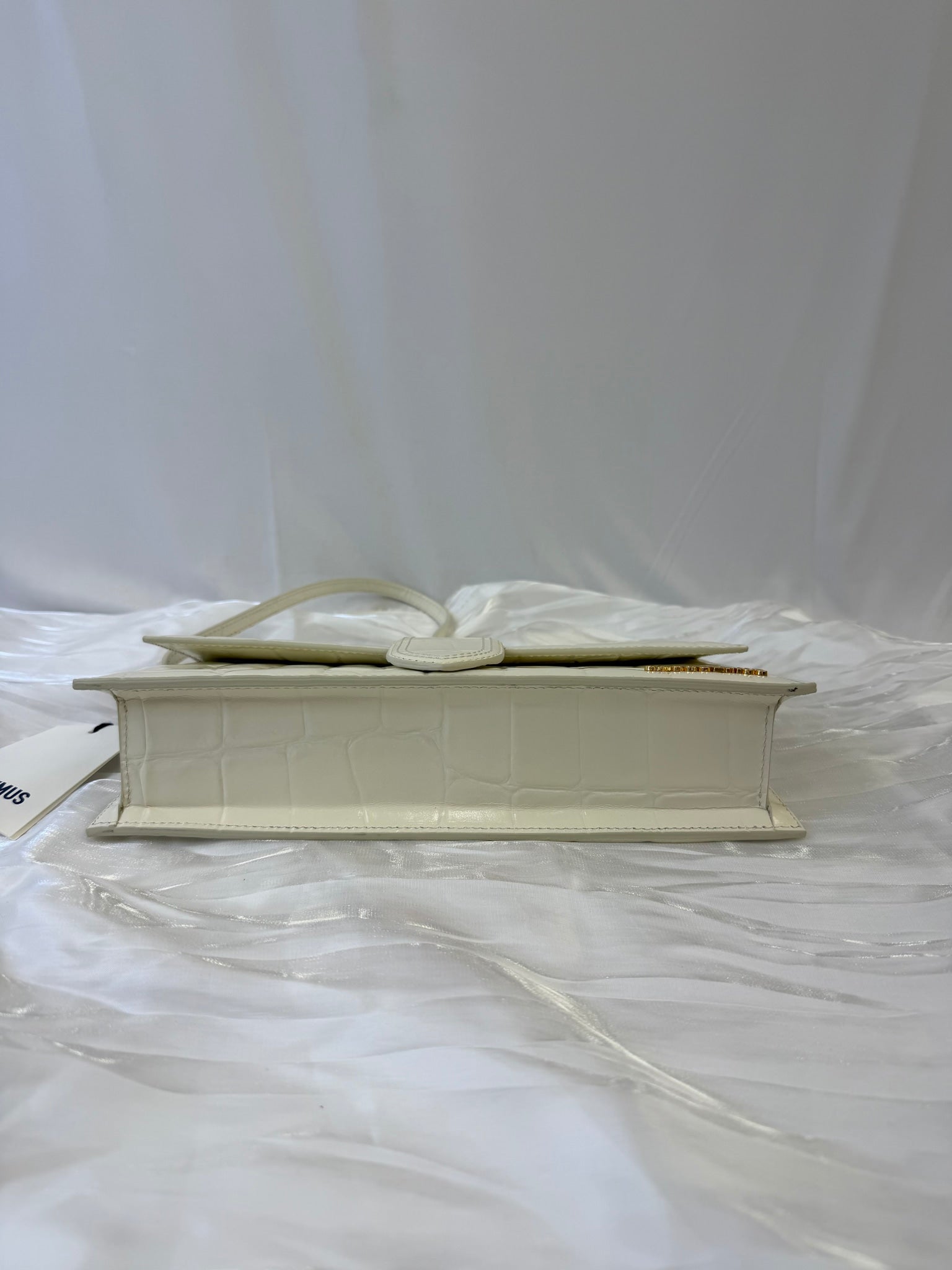 BRAND NEW- Jacquemus White Croc Embossed Le Grand Bambino Bag