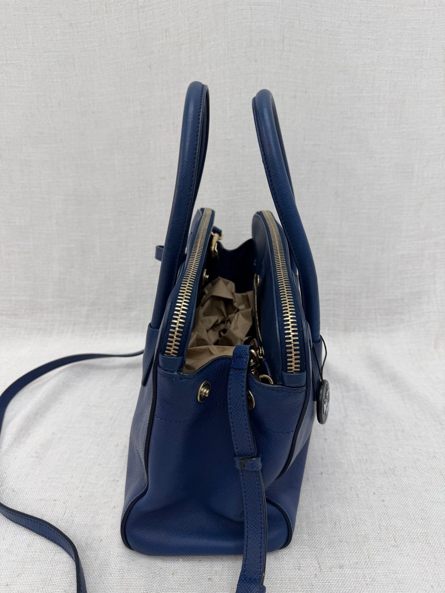 Prada Blue Saffiano Leather Daino Satchel 2Way Bag