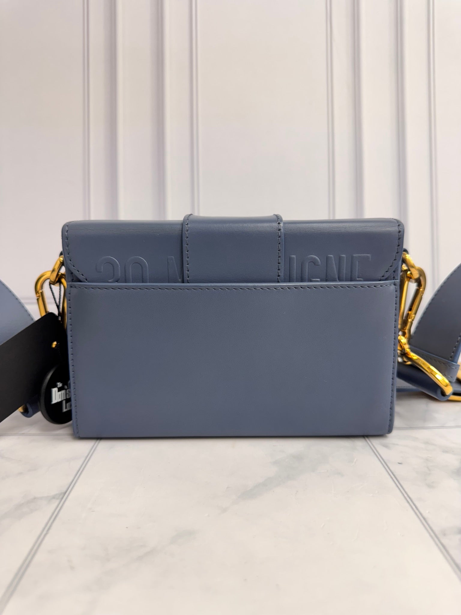 LIKE NEW - Christian Dior Blue Leather 30 Montaigne Crossbody Box Bag