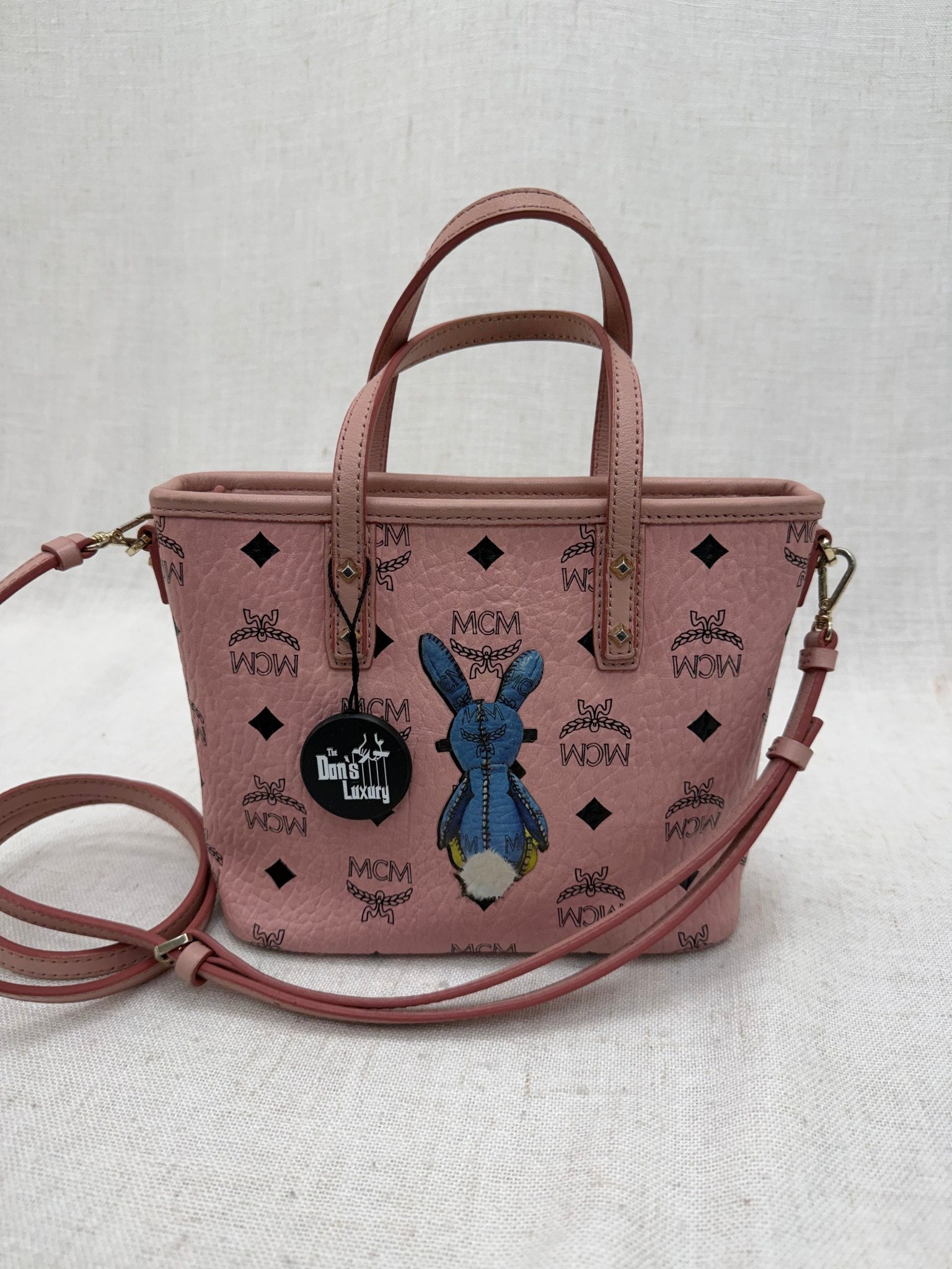 MCM Pink Coated Canvas Bunny 2Way Bag
