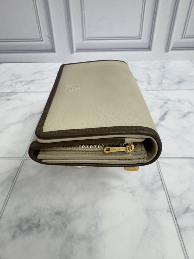 Loewe Beige Leather Compact Wallet