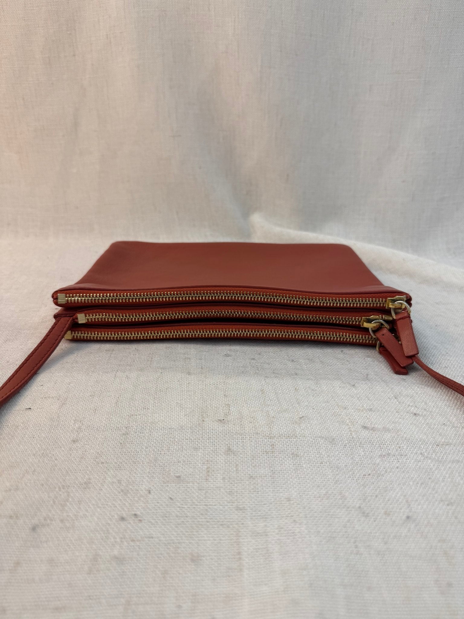 Celine Rust Leather Trio Crossbody Bag