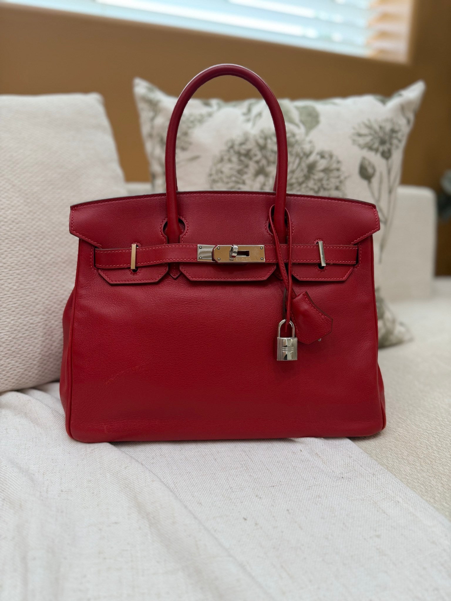Hermes Rouge Vif Red Swift Leather Birkin 30
