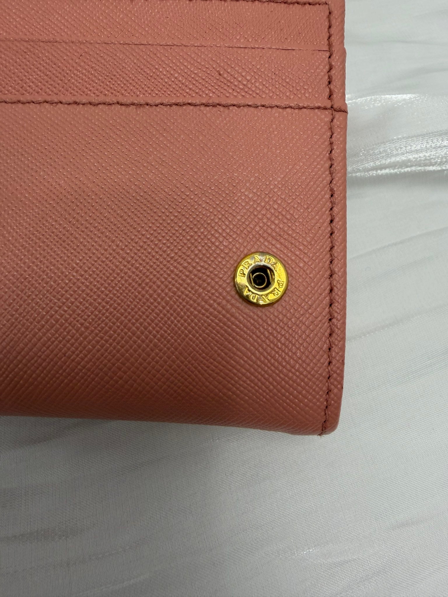 Prada Pink Saffiano Leather Bow Long Wallet