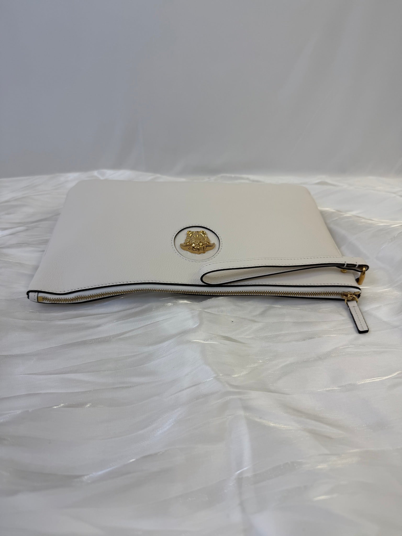 Versace White Leather Pouch With Strap