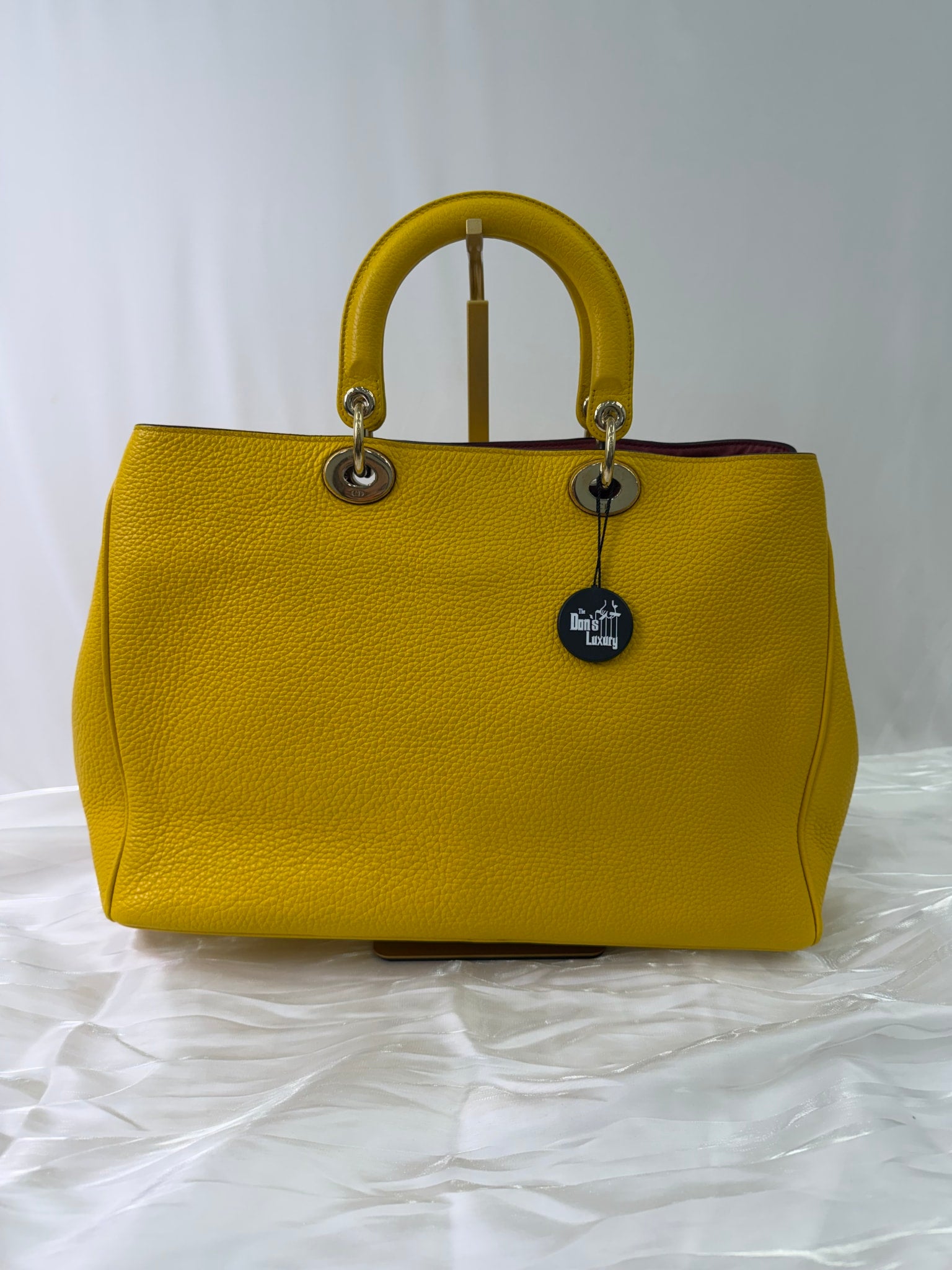 Christian Dior Yellow Leather Diorissimo Handbag