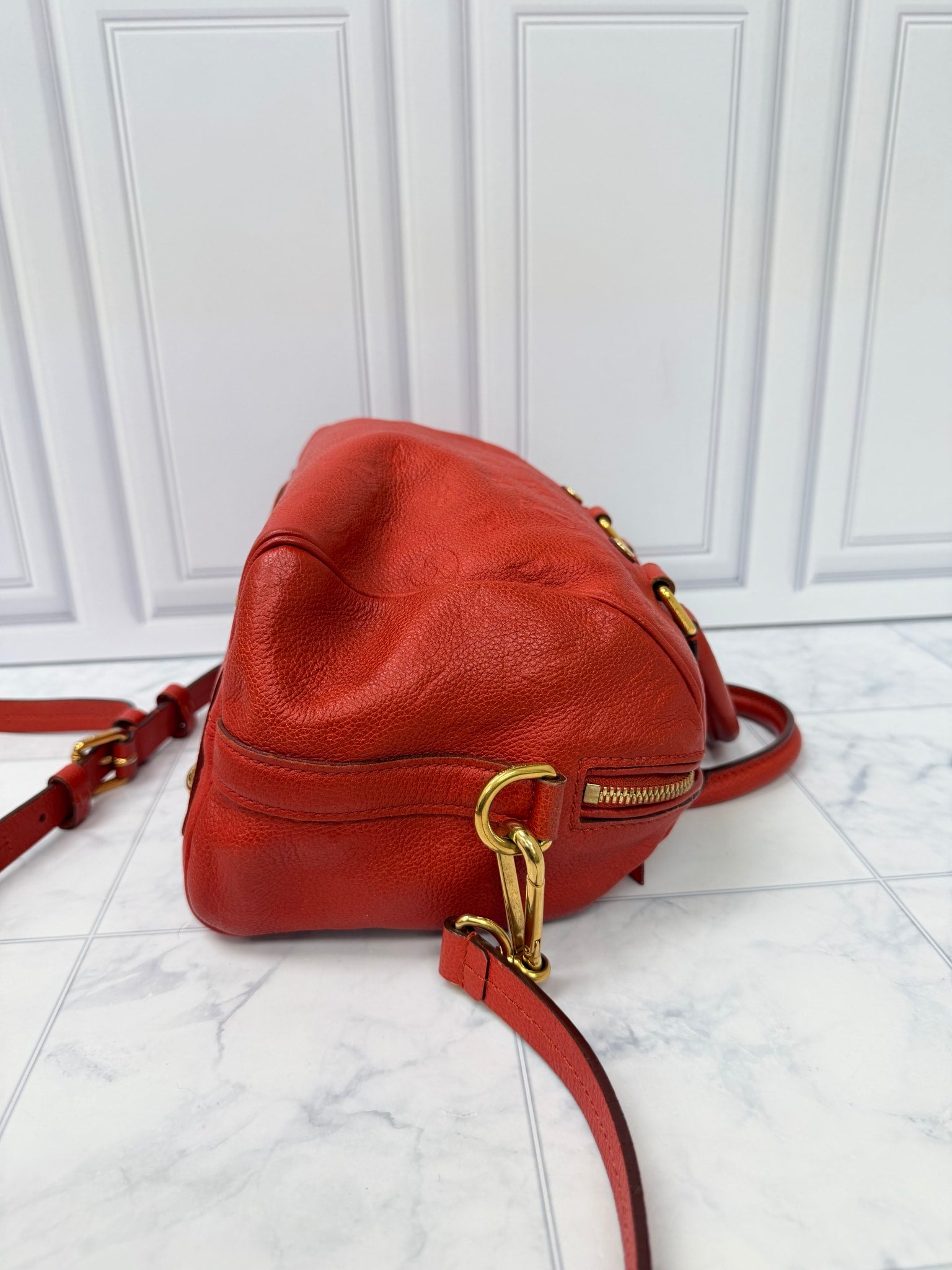 Louis Vuitton Red Empreinte Leather Speedy 25 Bandouliere