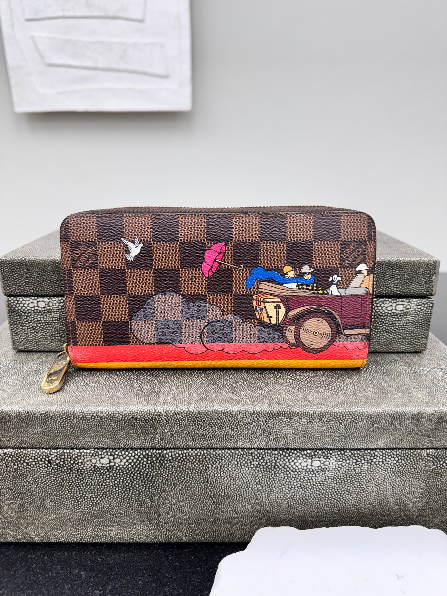 Louis Vuitton Damier Ebene Evasion Illustre Zippy Wallet