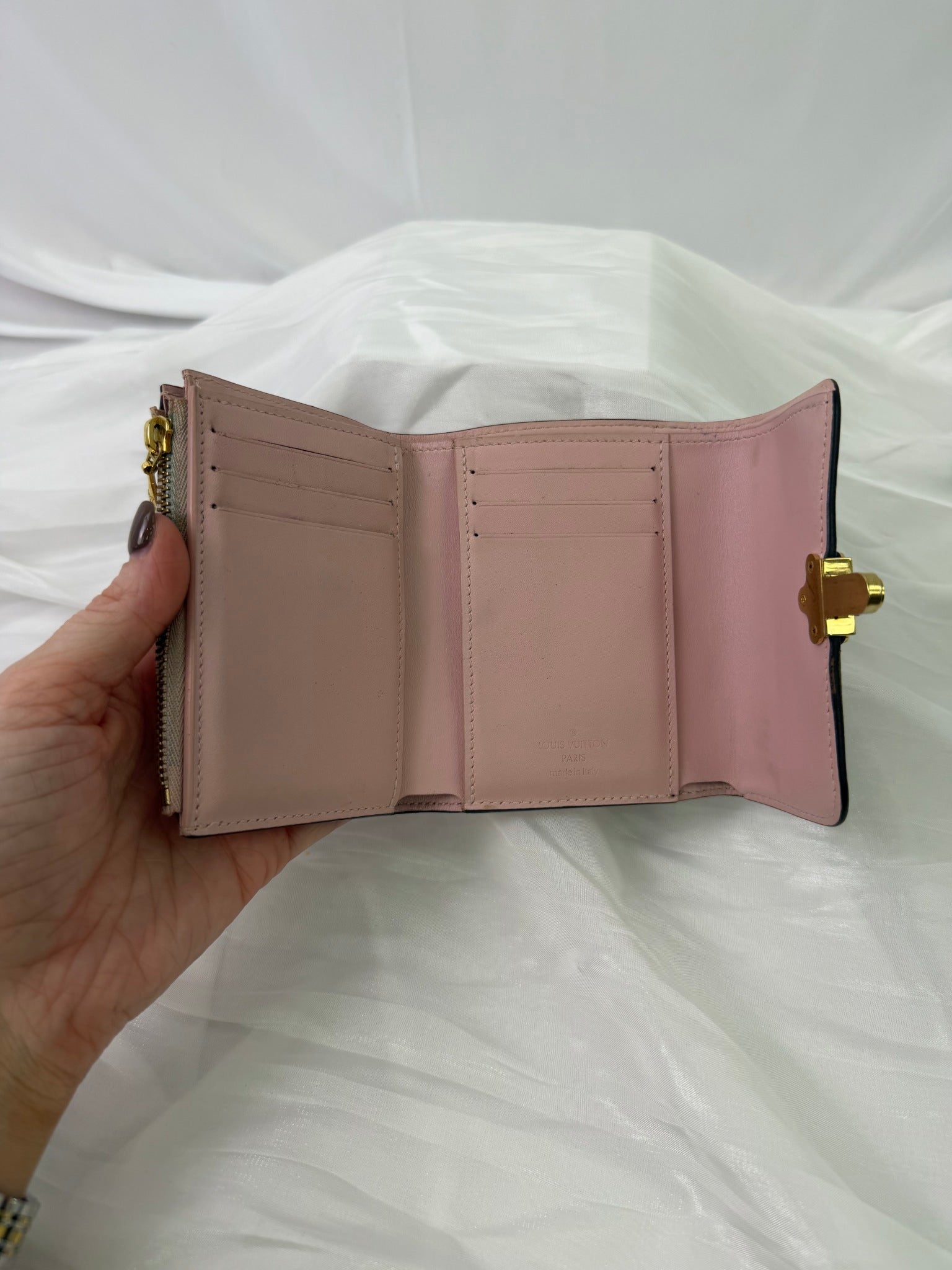 Louis Vuitton Pink And Monogram Cherrywood Compact Wallet