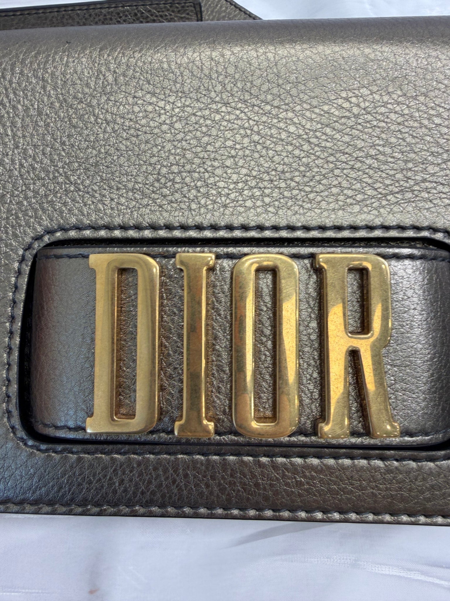 Christian Dior Metallic Bronze Grained Calfskin Crossbody