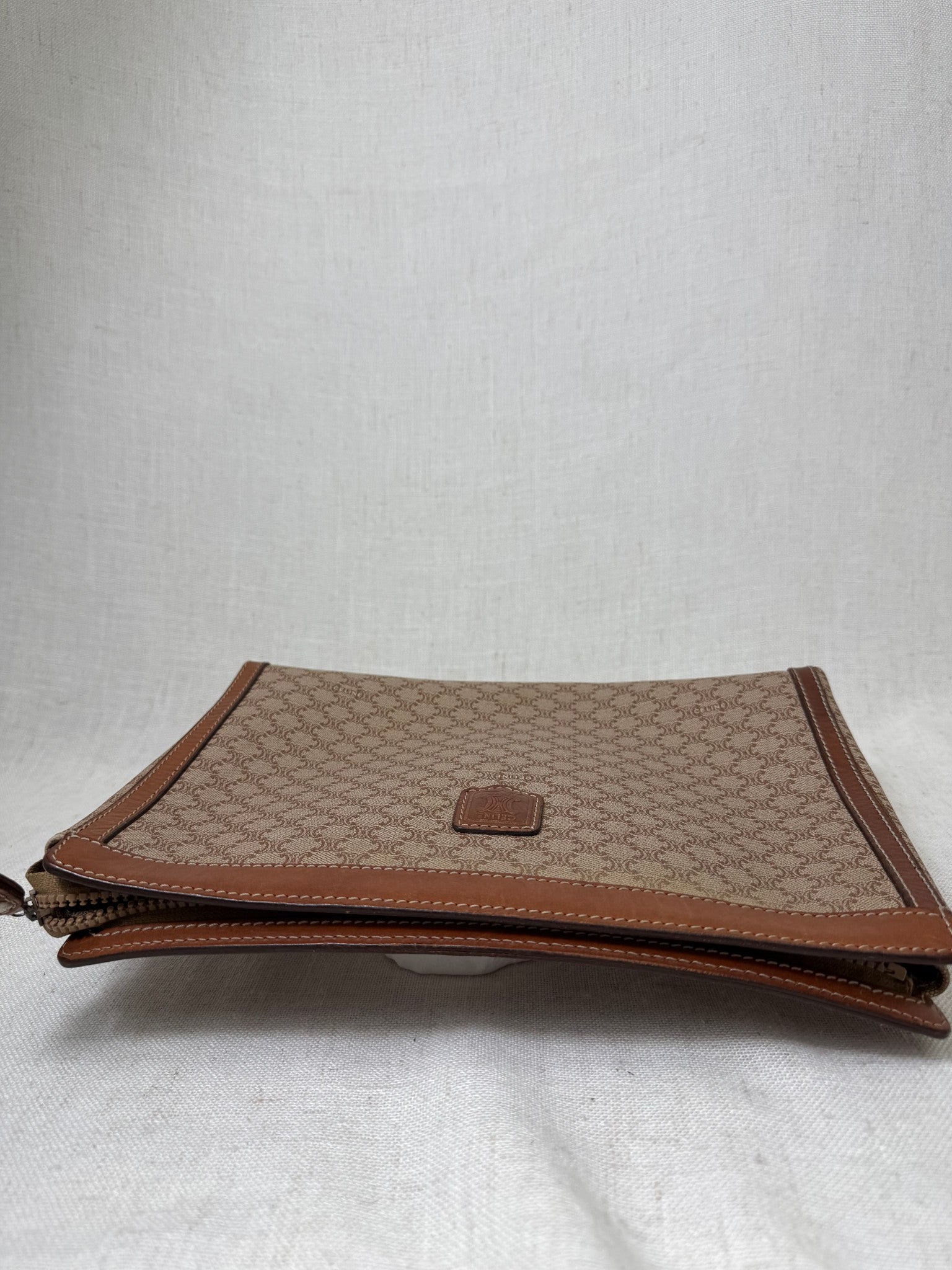 Celine Beige Coated Canvas Macadam Travel Pouch