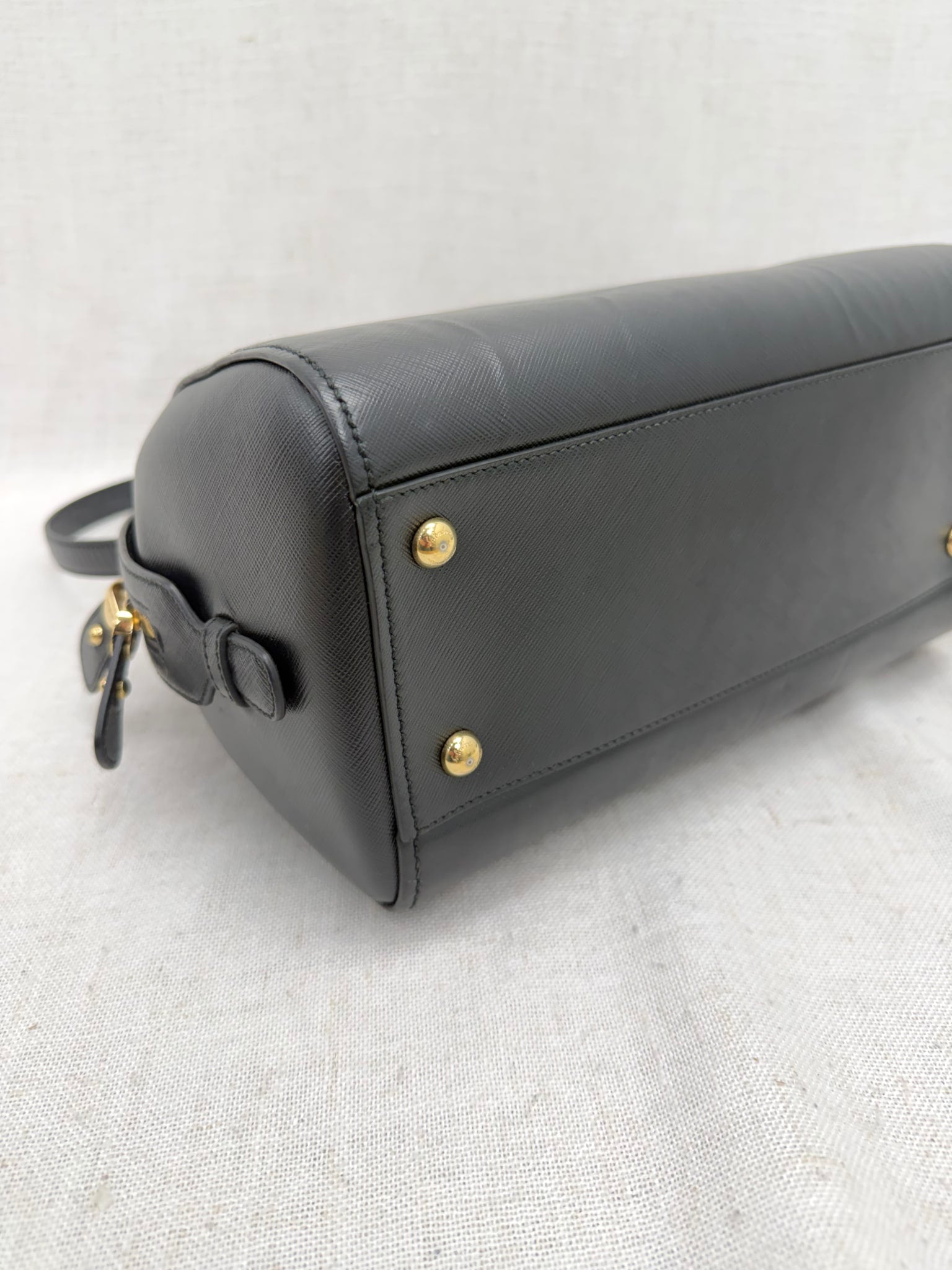 Salvatore Ferragamo Black Leather Boston Bag