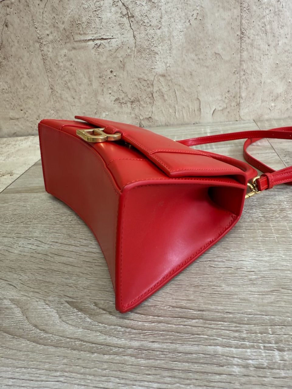 LIKE NEW Balenciaga Red Leather Small Hourglass Top Handle Bag
