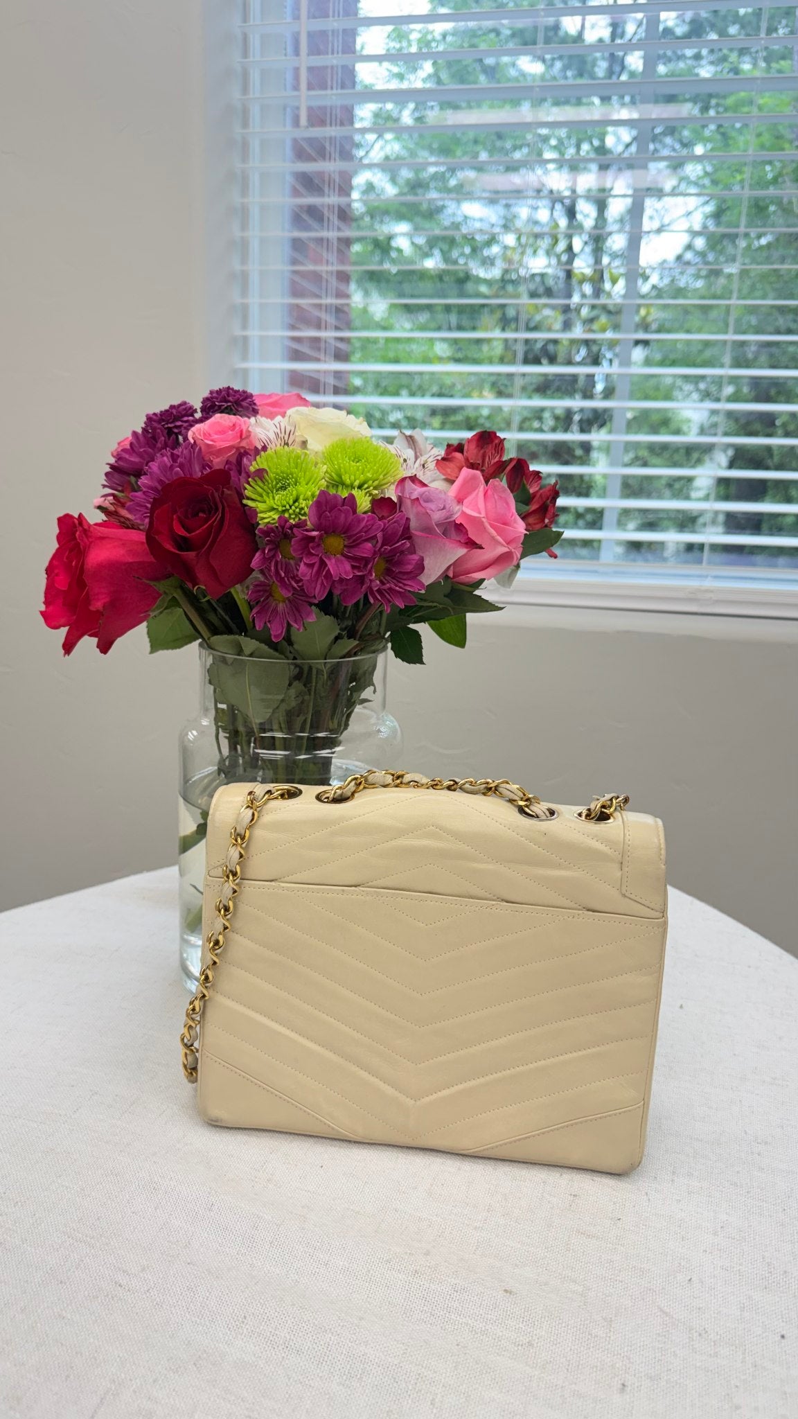 Chanel Beige Lambskin Leather Coco Envelope Flap Bag