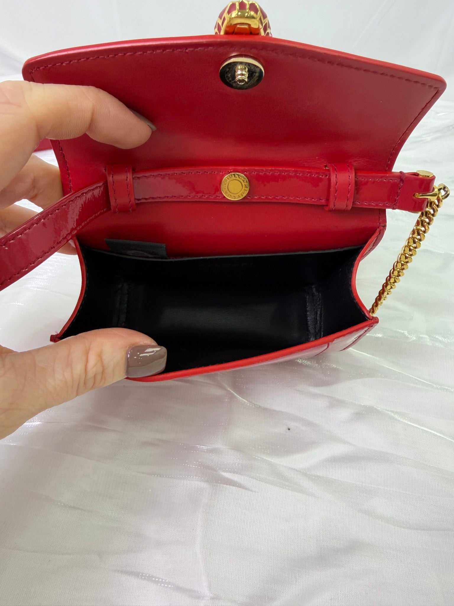 Bvlgari Red Patent Leather Super Mini Serpenti Bag