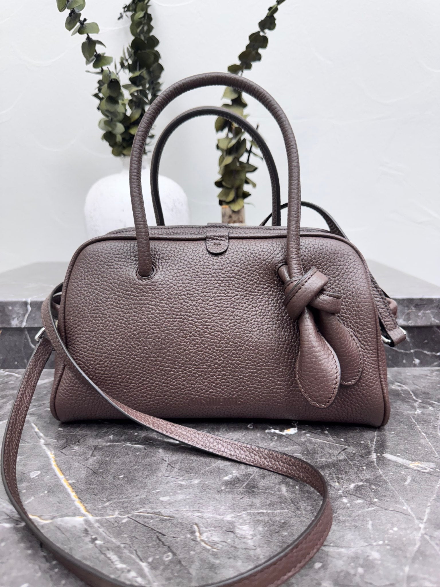 BRAND NEW - Jacquemus Brown Grained Leather Le Petit Turismo 2Way Bag