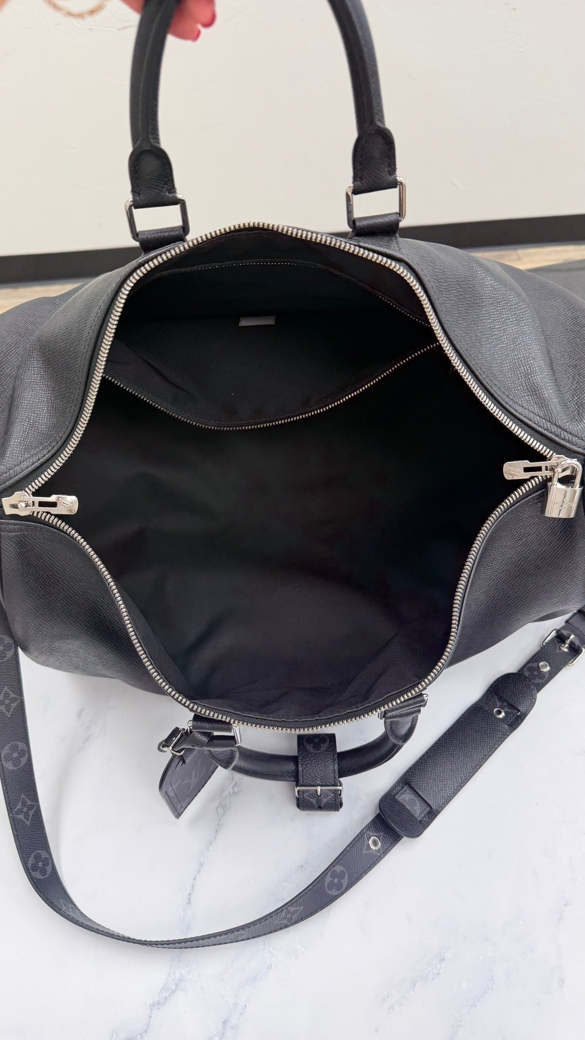 Louis Vuitton Black Monogram Eclipse Keepall 50 Bandoulier