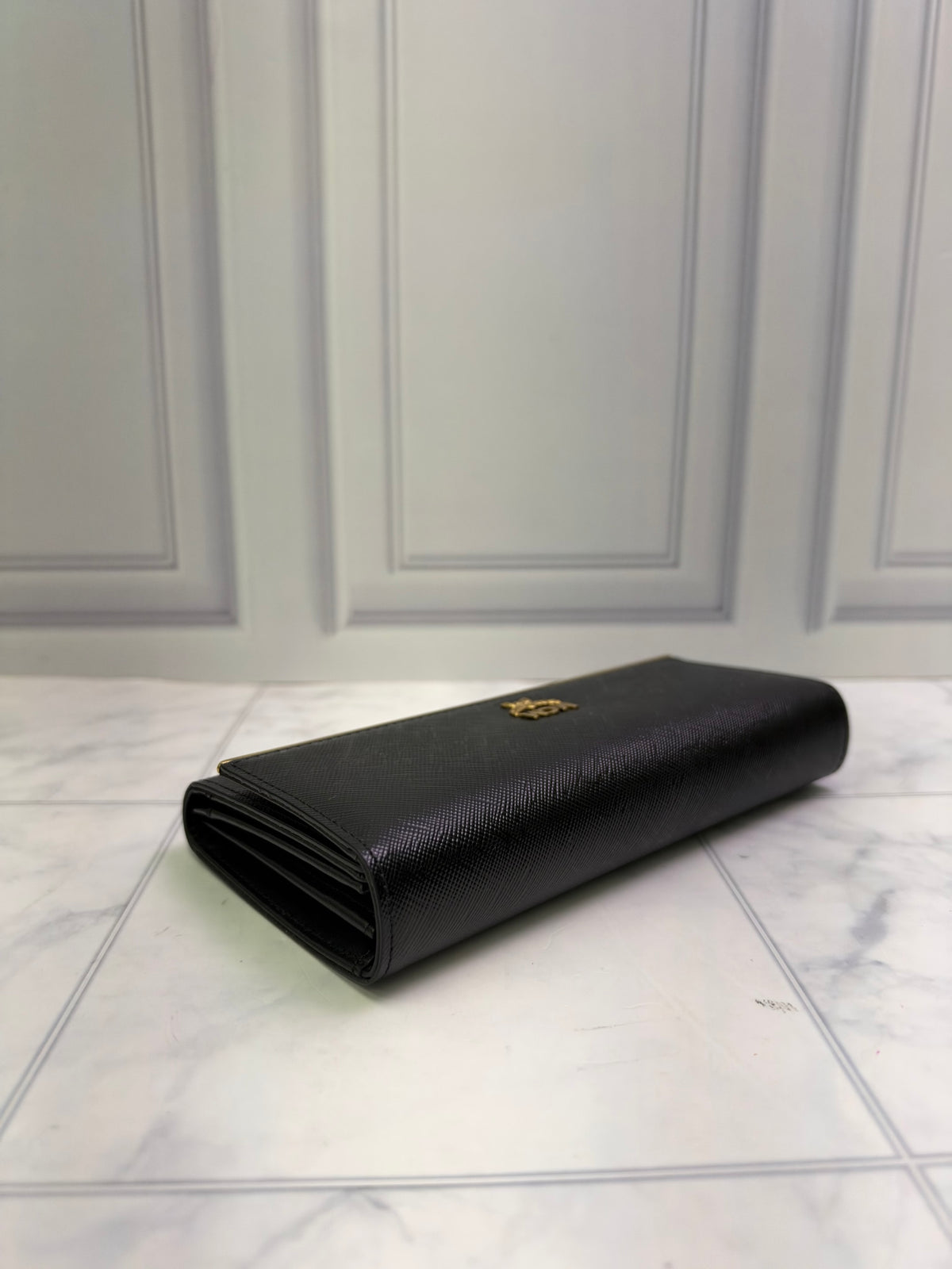 BRAND NEW - MCM Black Leather Trifold Long Wallet