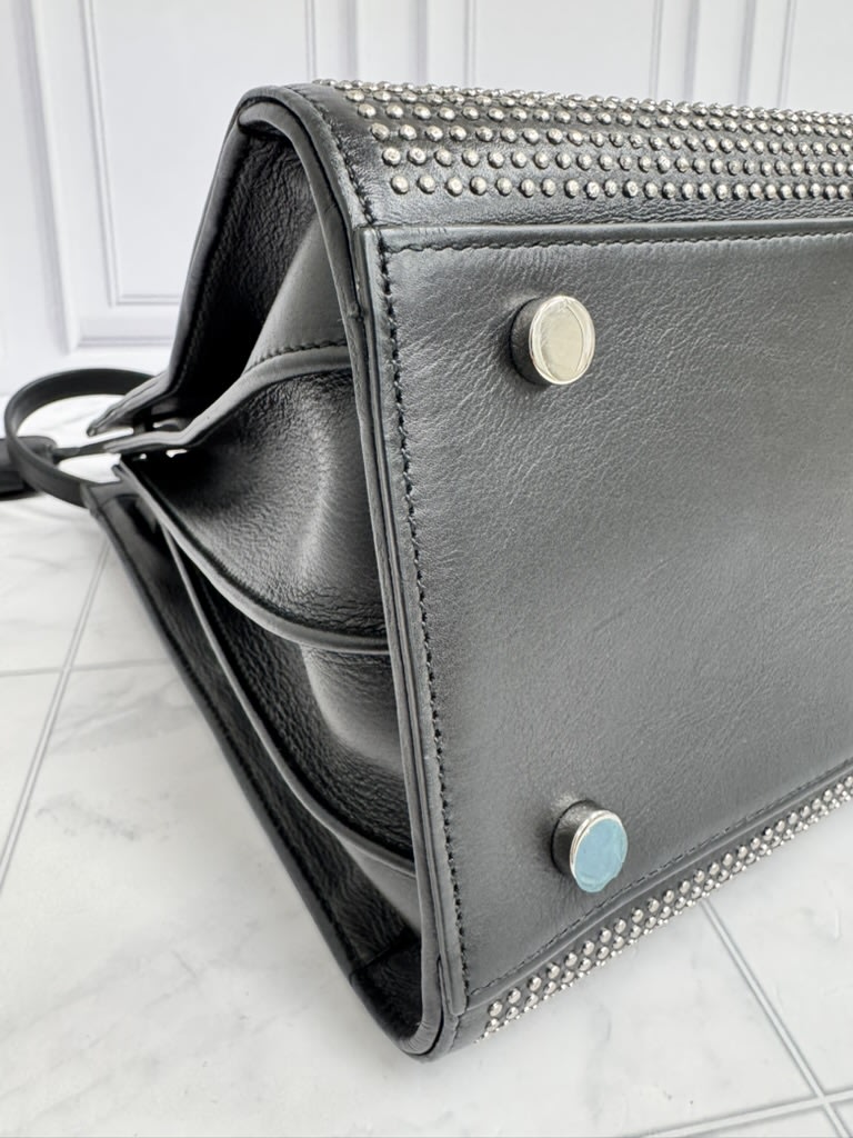 Saint Laurent YSL Black Studded Leather Sac De Jour Small 2Way Bag