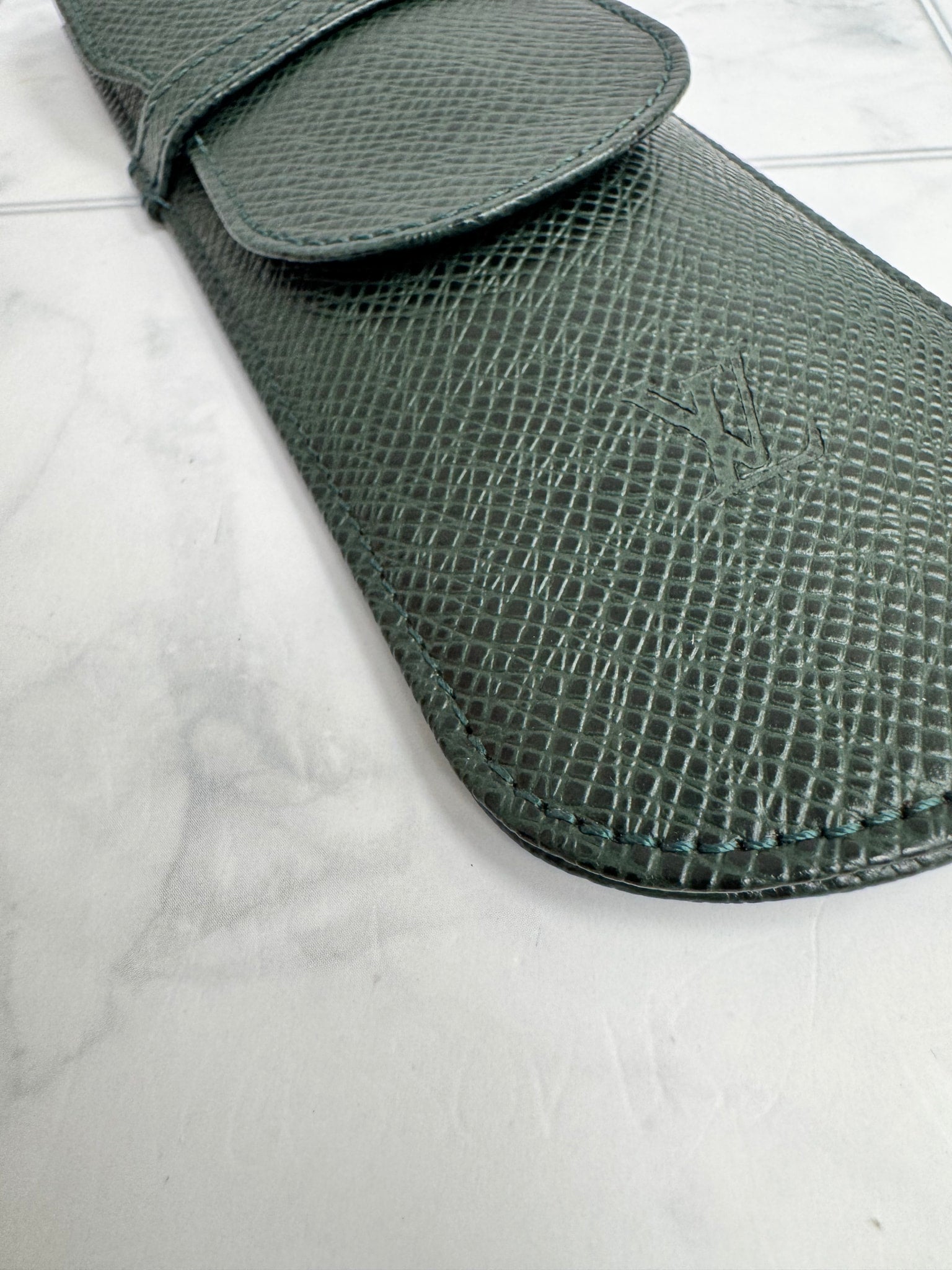 Louis Vuitton Green Taiga Leather Pen Case