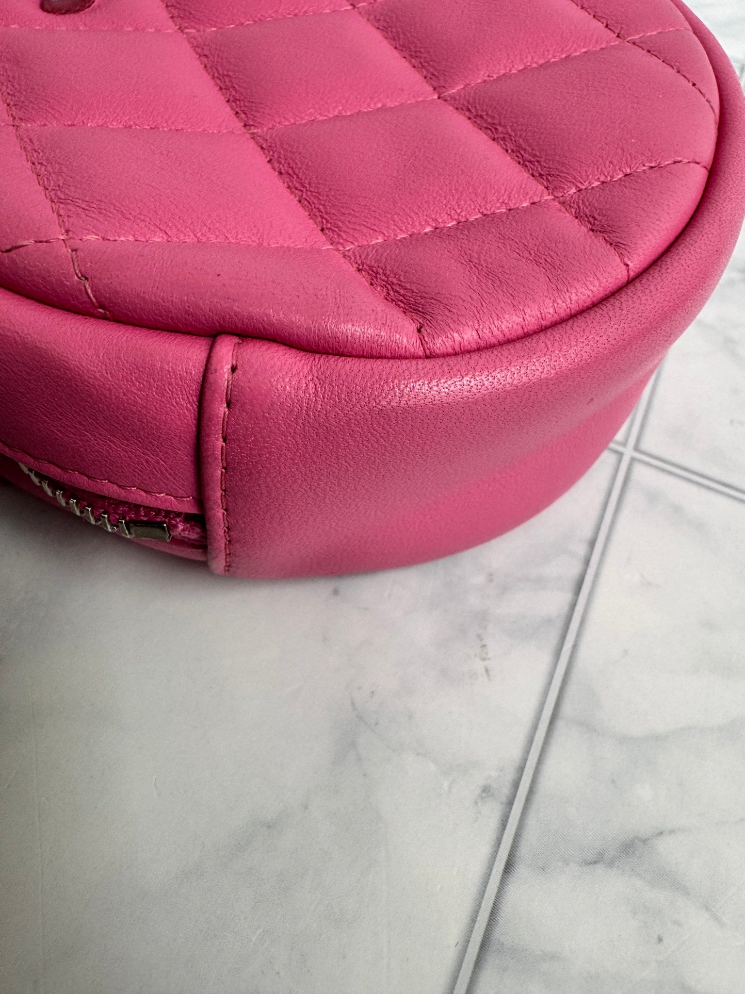 Chanel Pink Quilted Leather Round Crossbody Bag