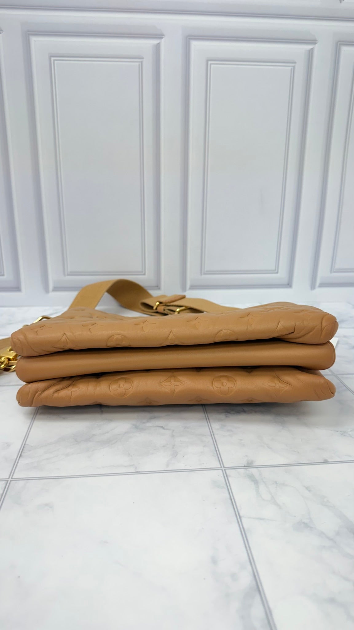 Louis Vuitton Tan Monogram Lambskin Leather Coussin PM Crossbody Bag