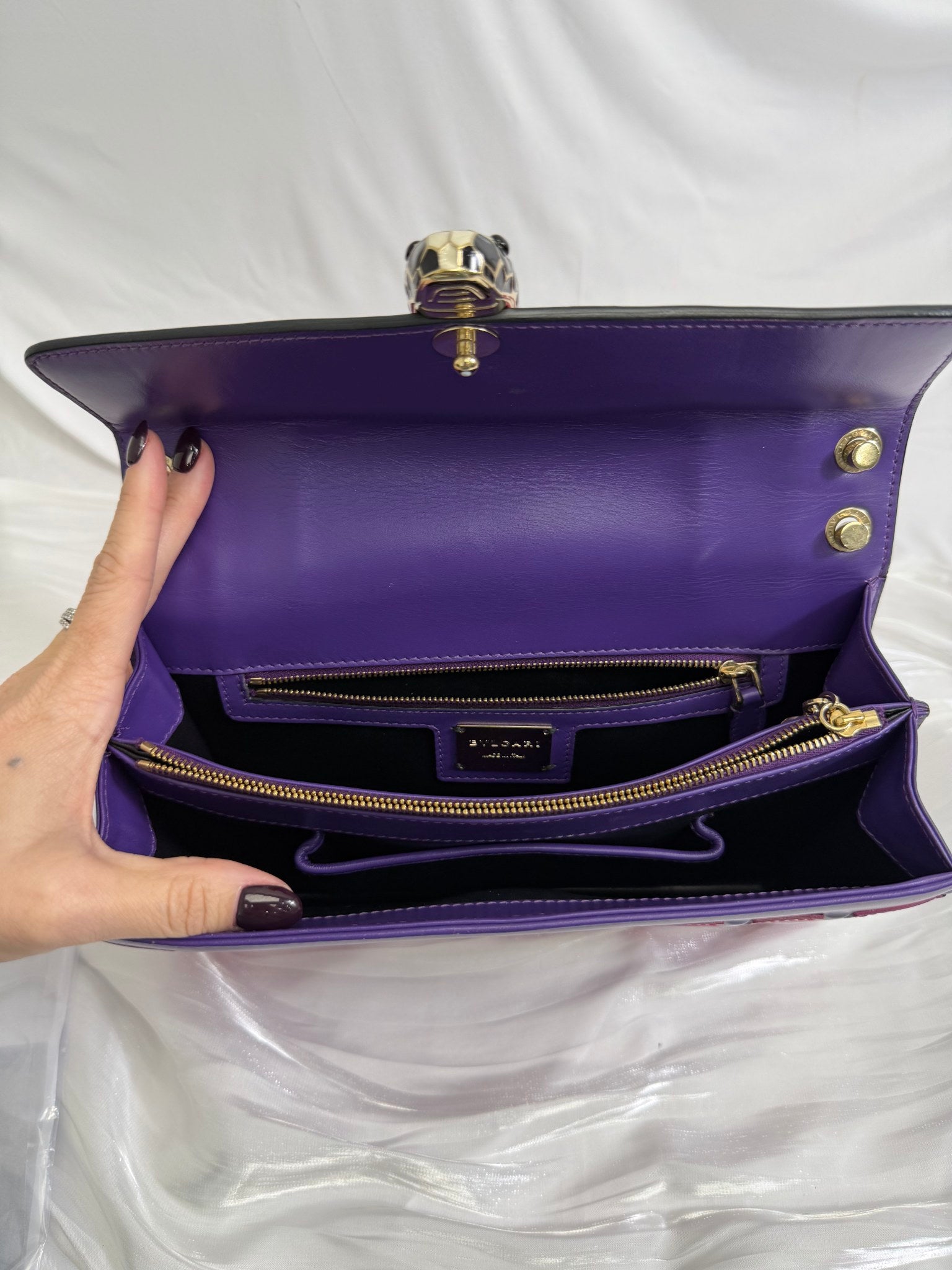 Bvlgari Pink and Purple Leather Serpenti Forever Bag
