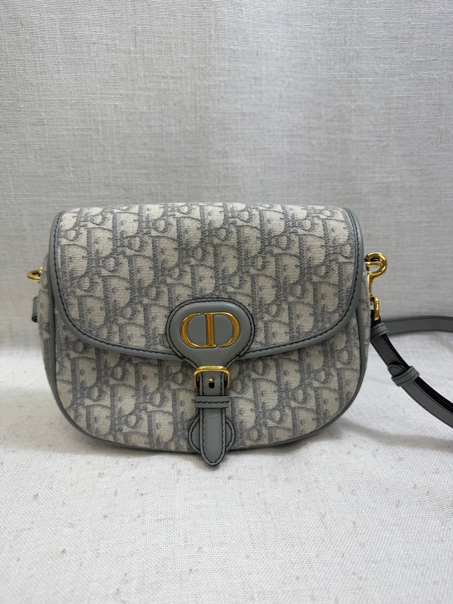 Christian Dior Grey Oblique Jacquard Medium Bobby Handbag