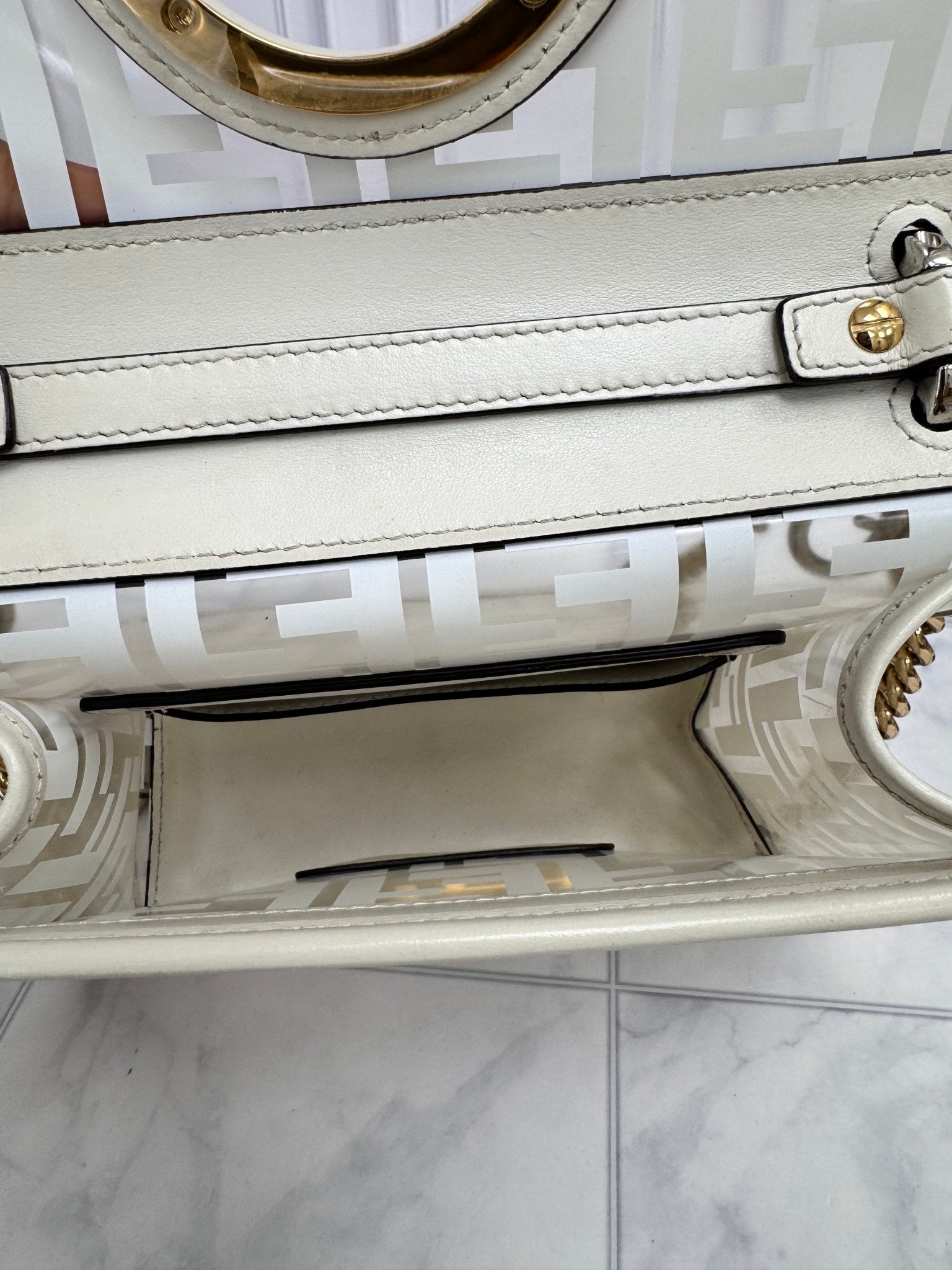 Fendi White Zucca PVC Kan I Logo Crossbody Bag