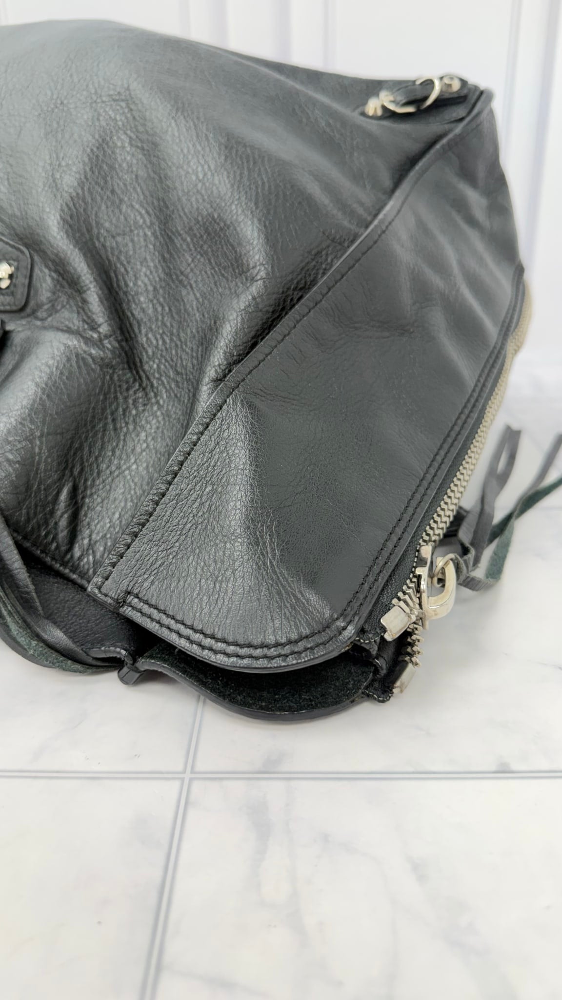 Balenciaga Black Leather Papier Tote Bag