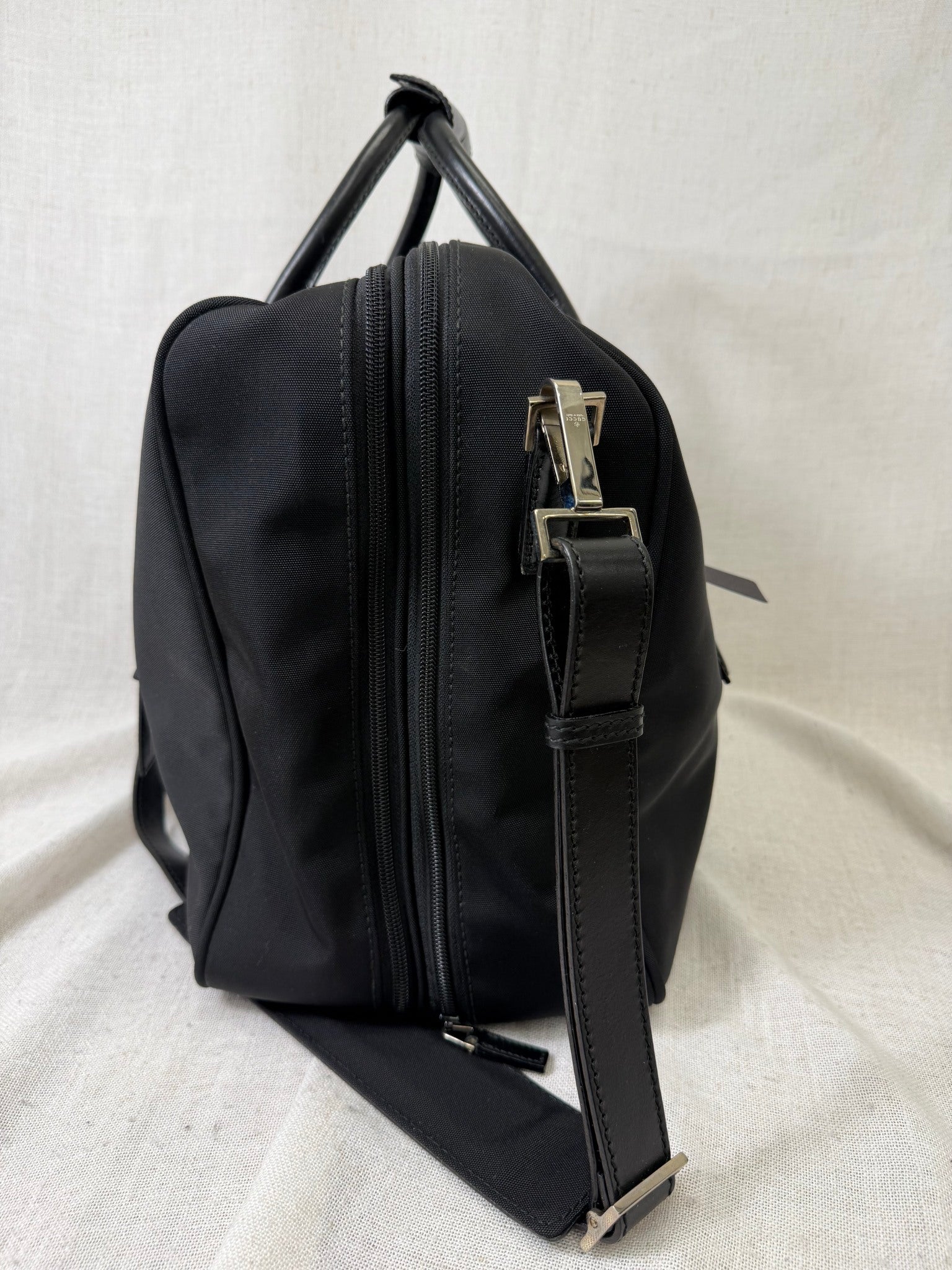 Gucci Black Nylon And Leather Duffle Bag