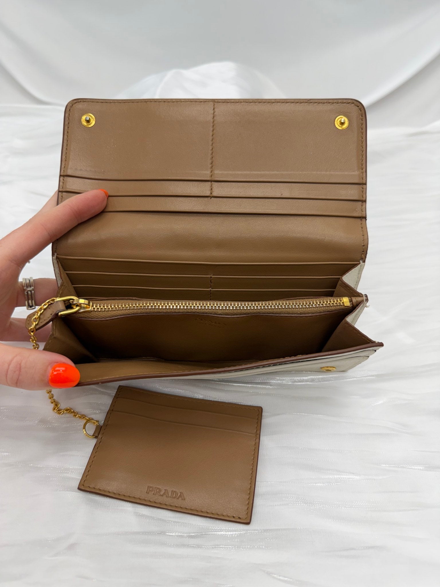 Prada Cream Leather Long Wallet