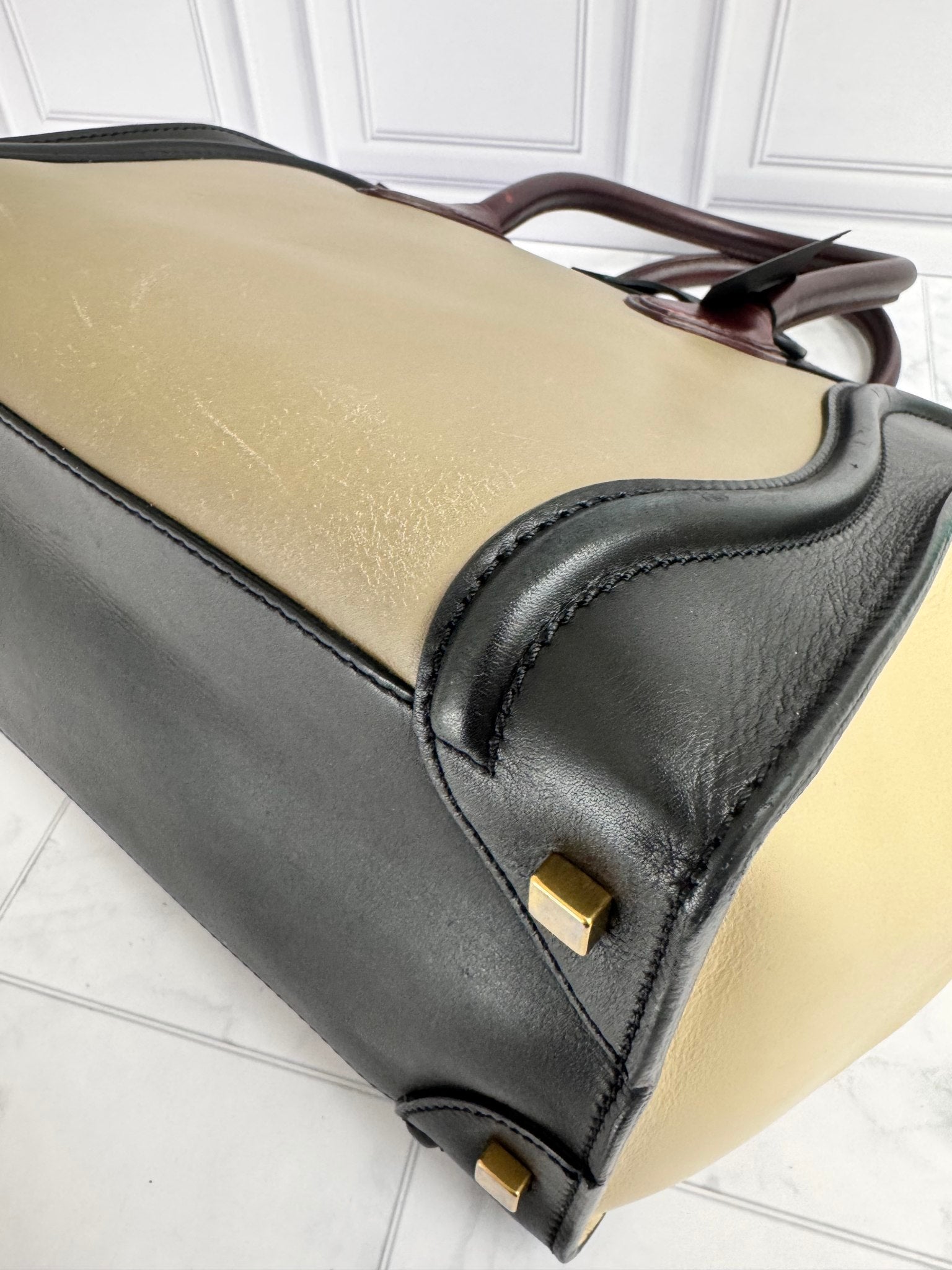 Celine Tricolor Leather Mini Luggage Tote