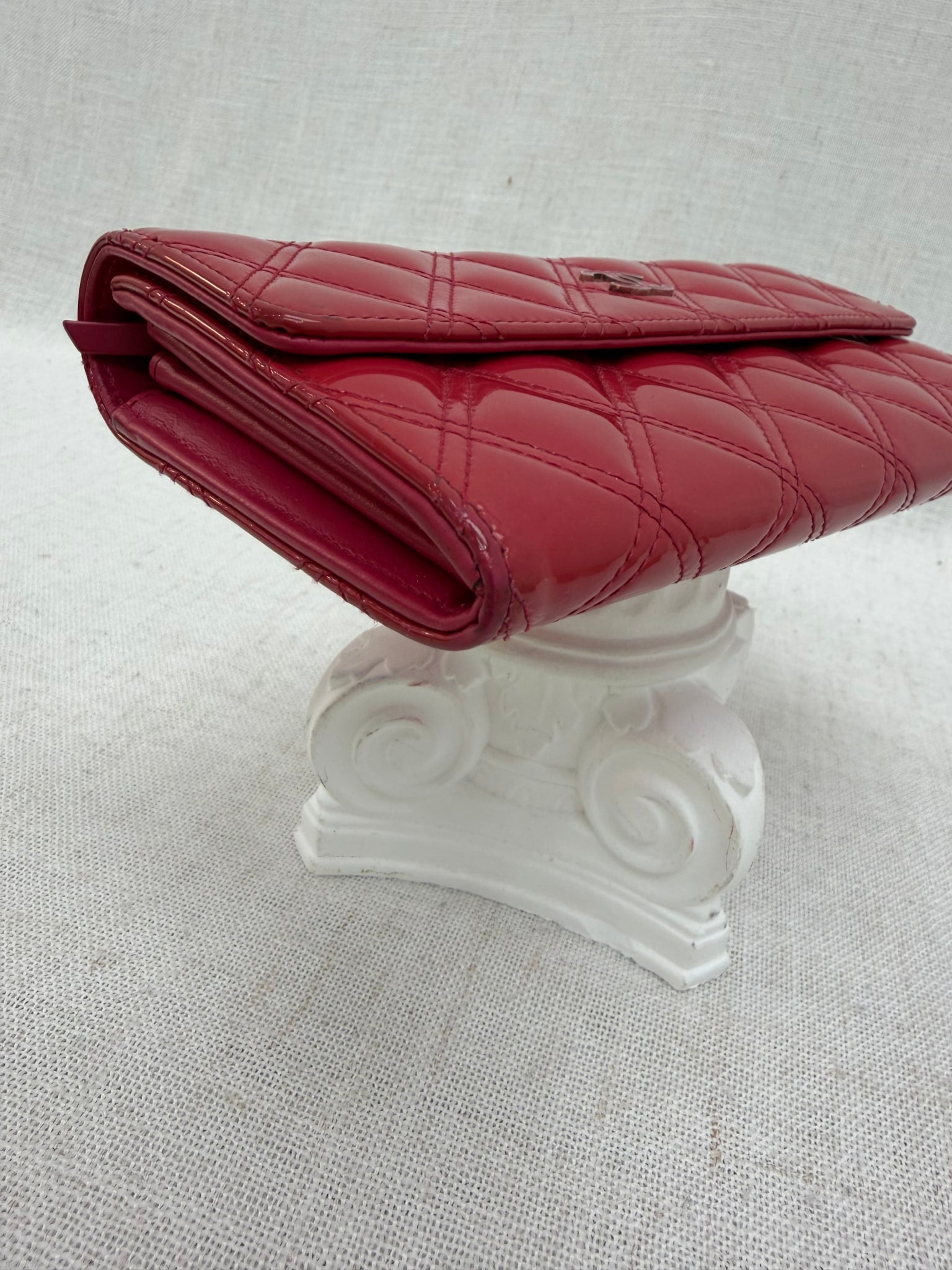 Chanel Pink Quilted Patent Leather Long Wallet