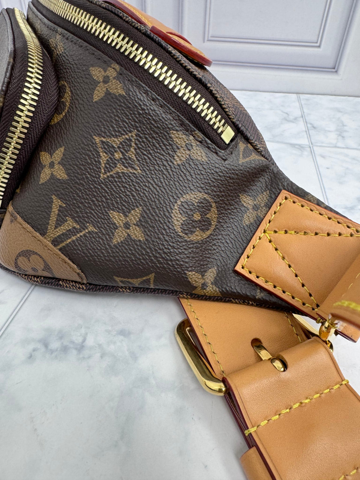 LIKE NEW - Louis Vuitton x Nigo Monogram & Damier Ebene Landscape Rush Bumbag