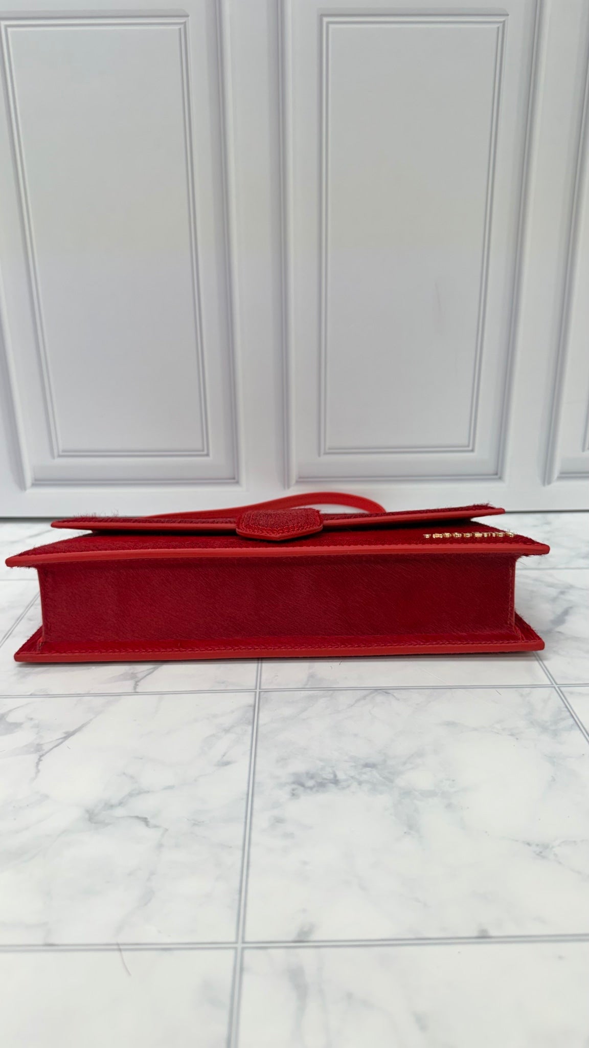 BRAND NEW - Jacquemus Red Pony Hair Le Bambino Long Shoulder Bag