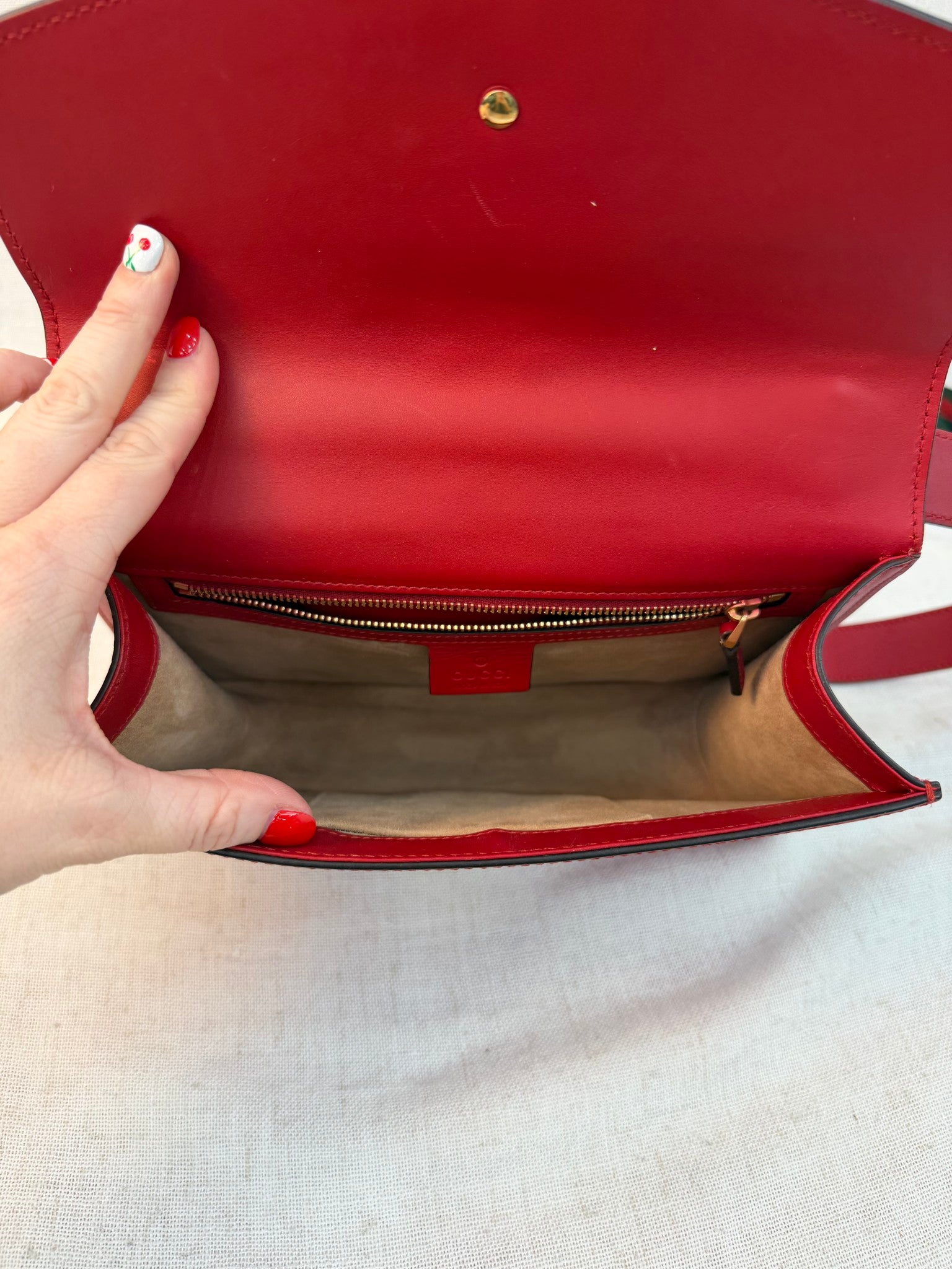 Gucci Red Leather Small Sylvie Shoulder Bag