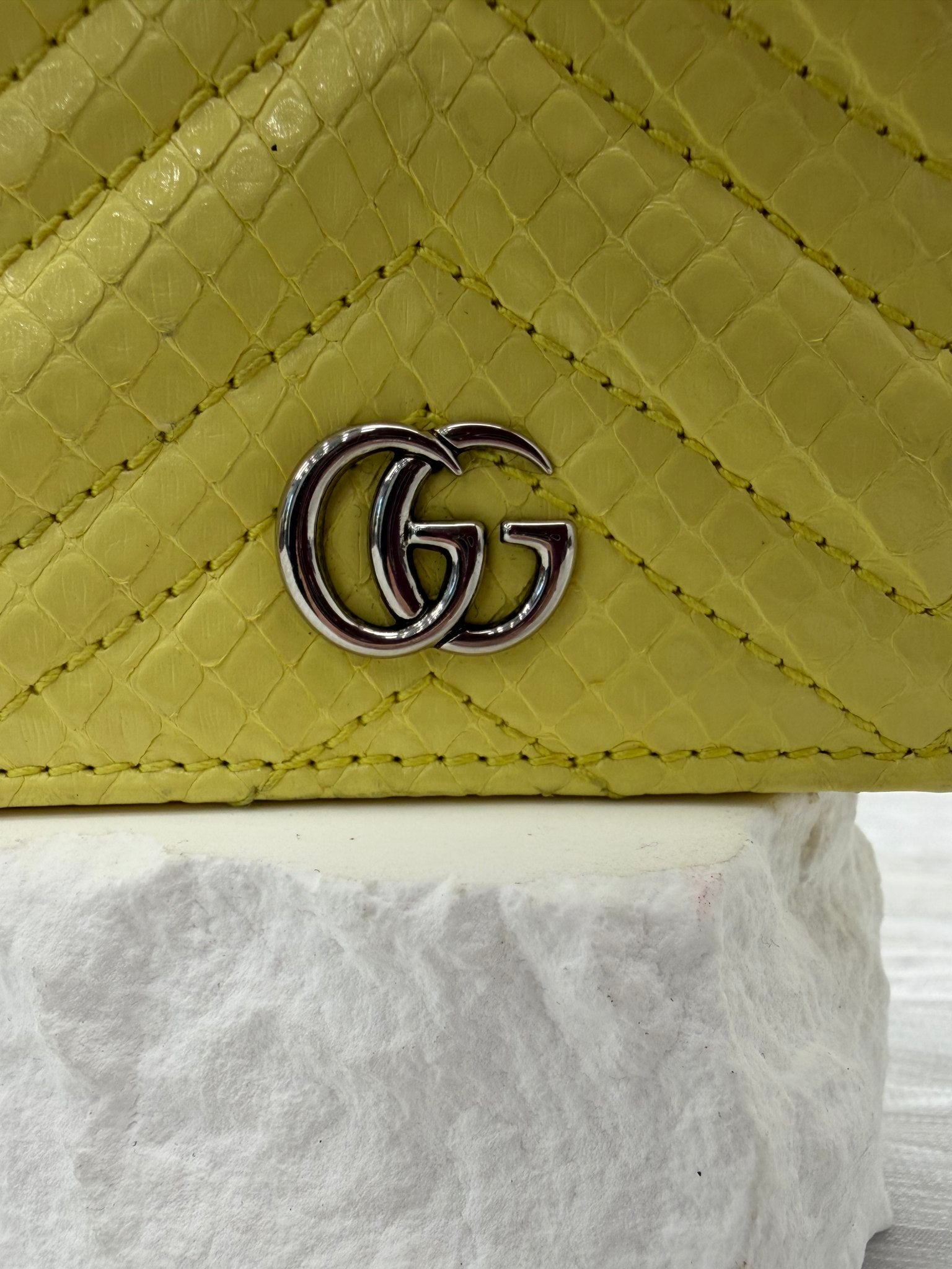 Gucci Yellow Python Marmont Compact Wallet