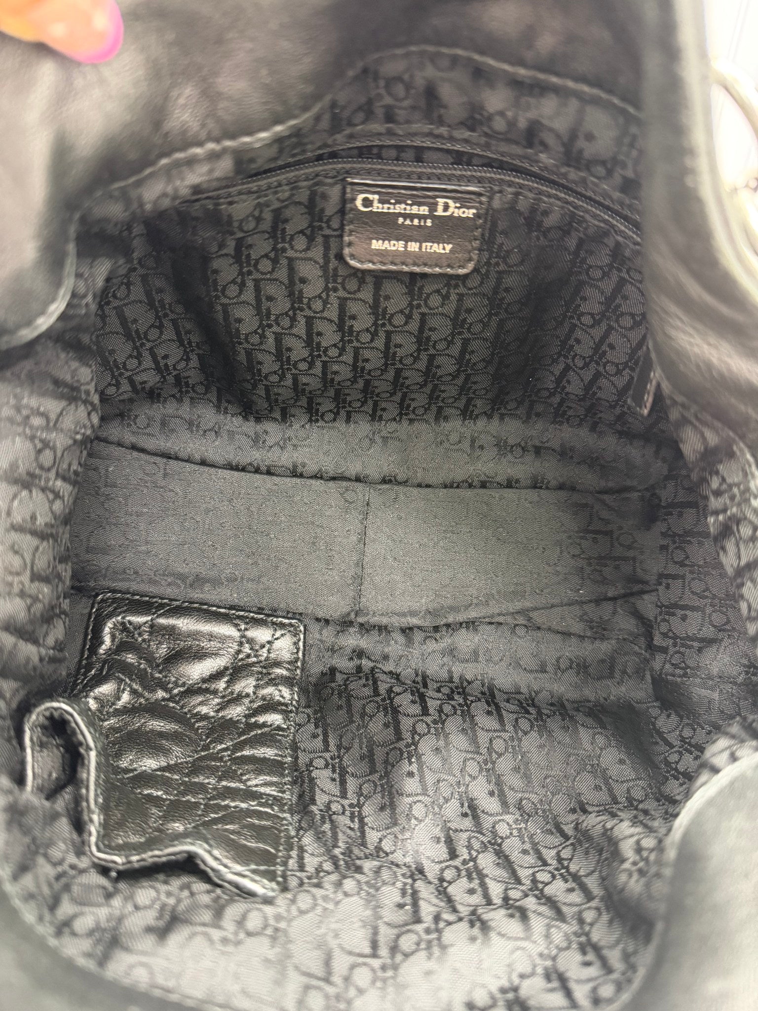 Christian Dior Black Cannage Lambskin Soft Hobo Bag