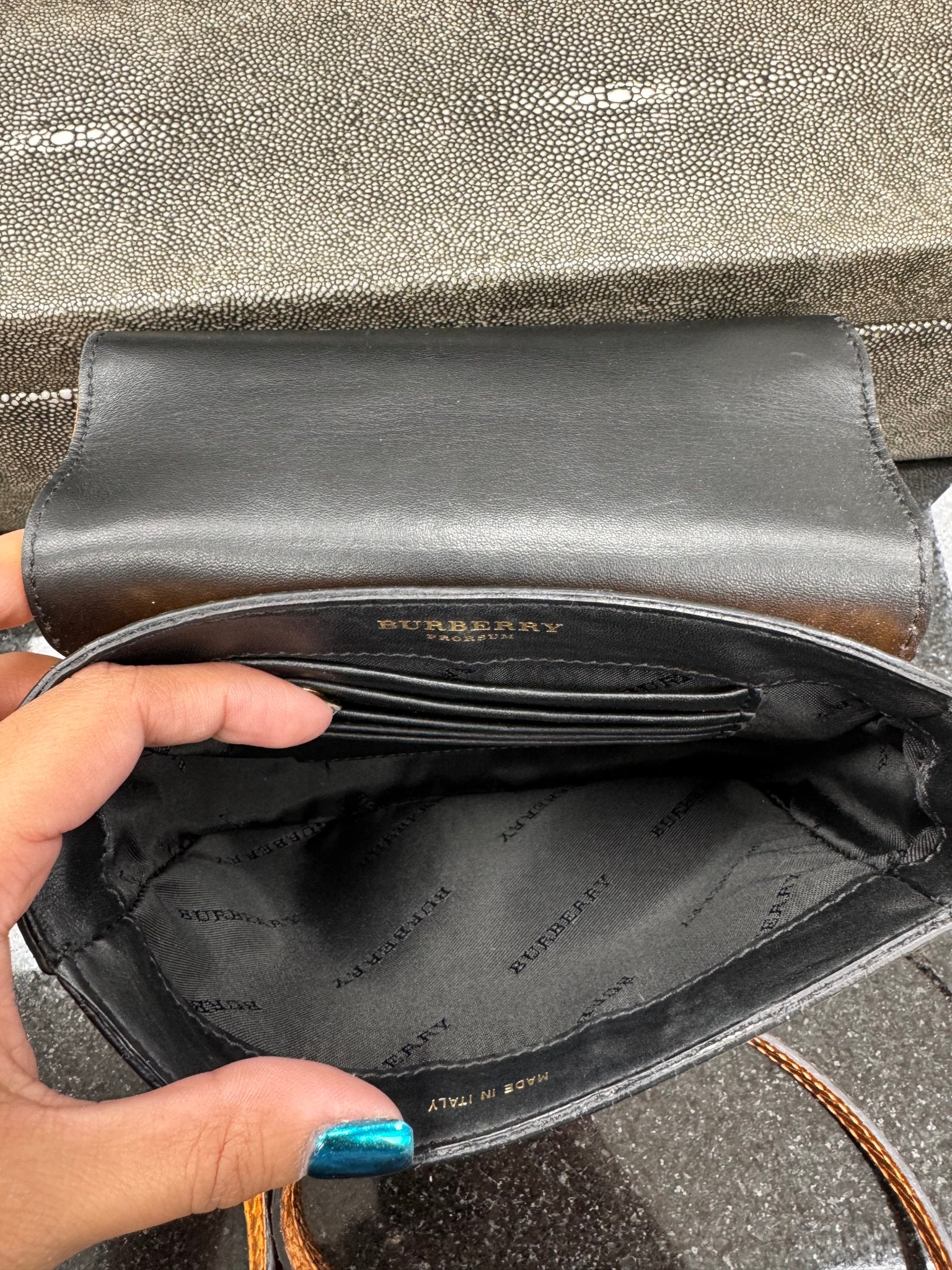 Burberry Orange Snakeskin Berkeley Mini Crossbody Bag