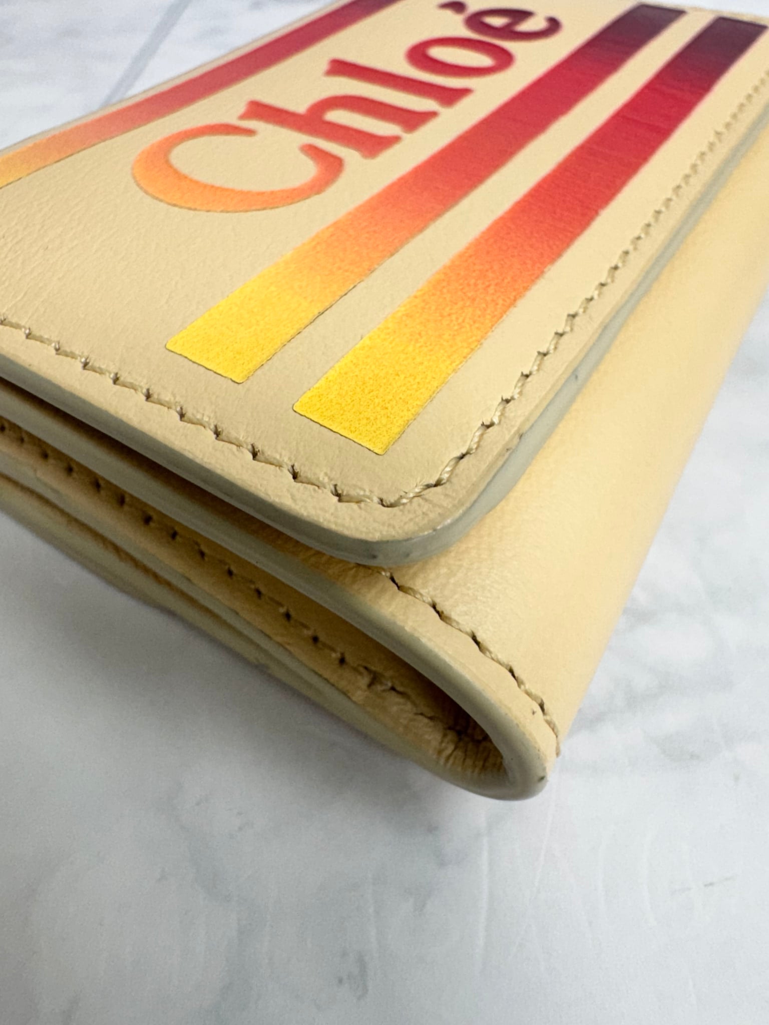 Chloe Beige And Multicolor Leather Compact Wallet
